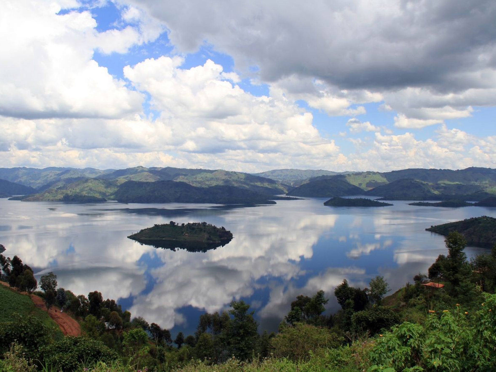 Lakes dot the Rwandan landscape