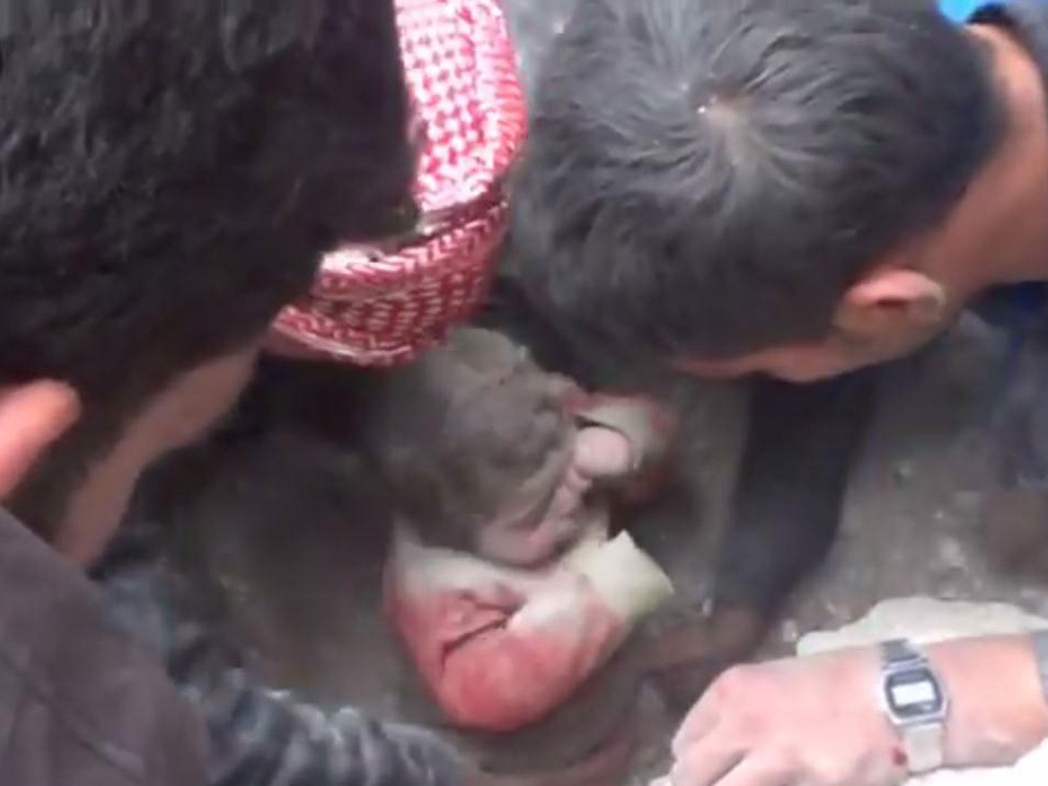 The child emerged blinking and dazed