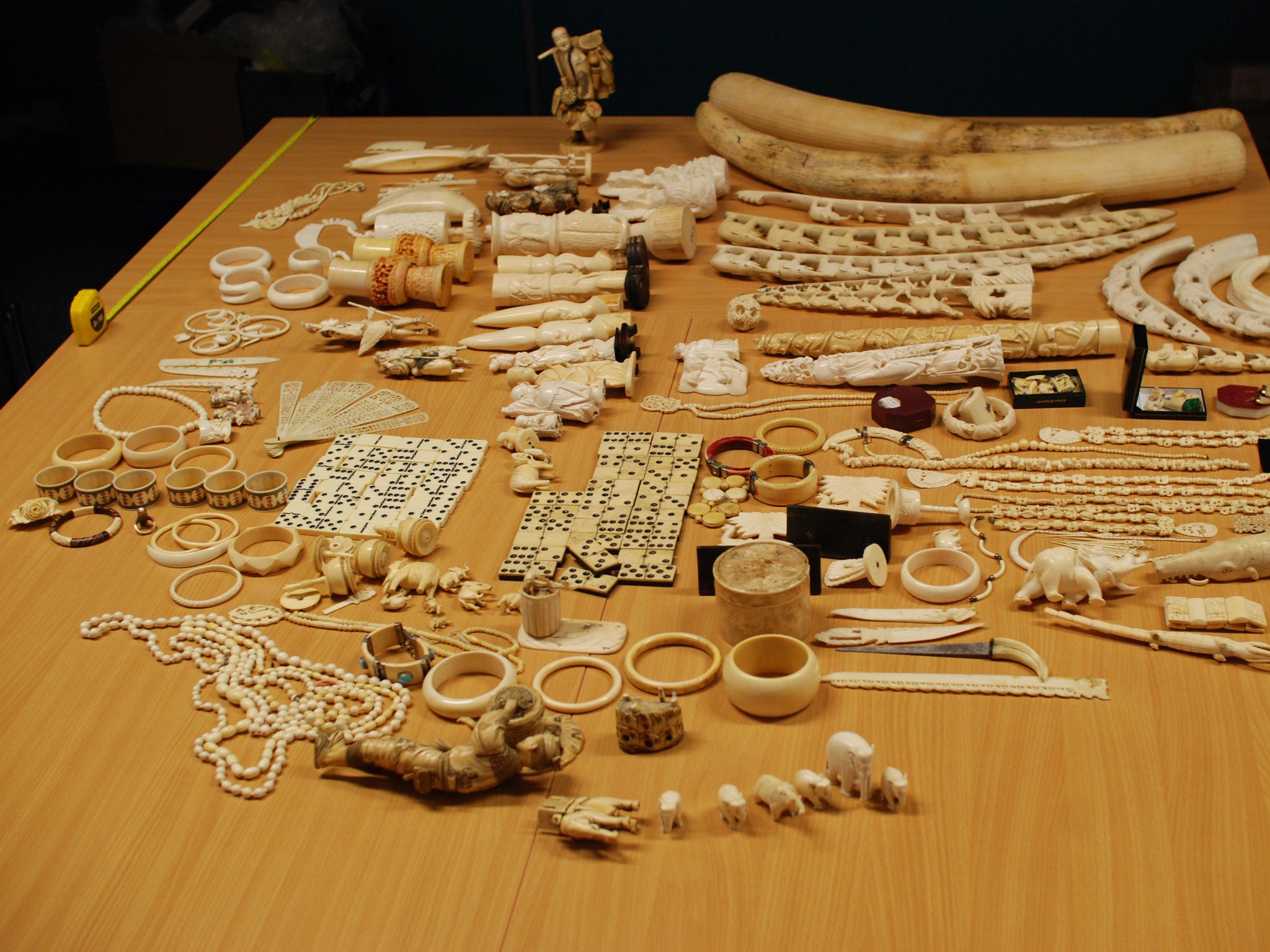 Ivory items surrendered to the International Fund for Animal Welfare