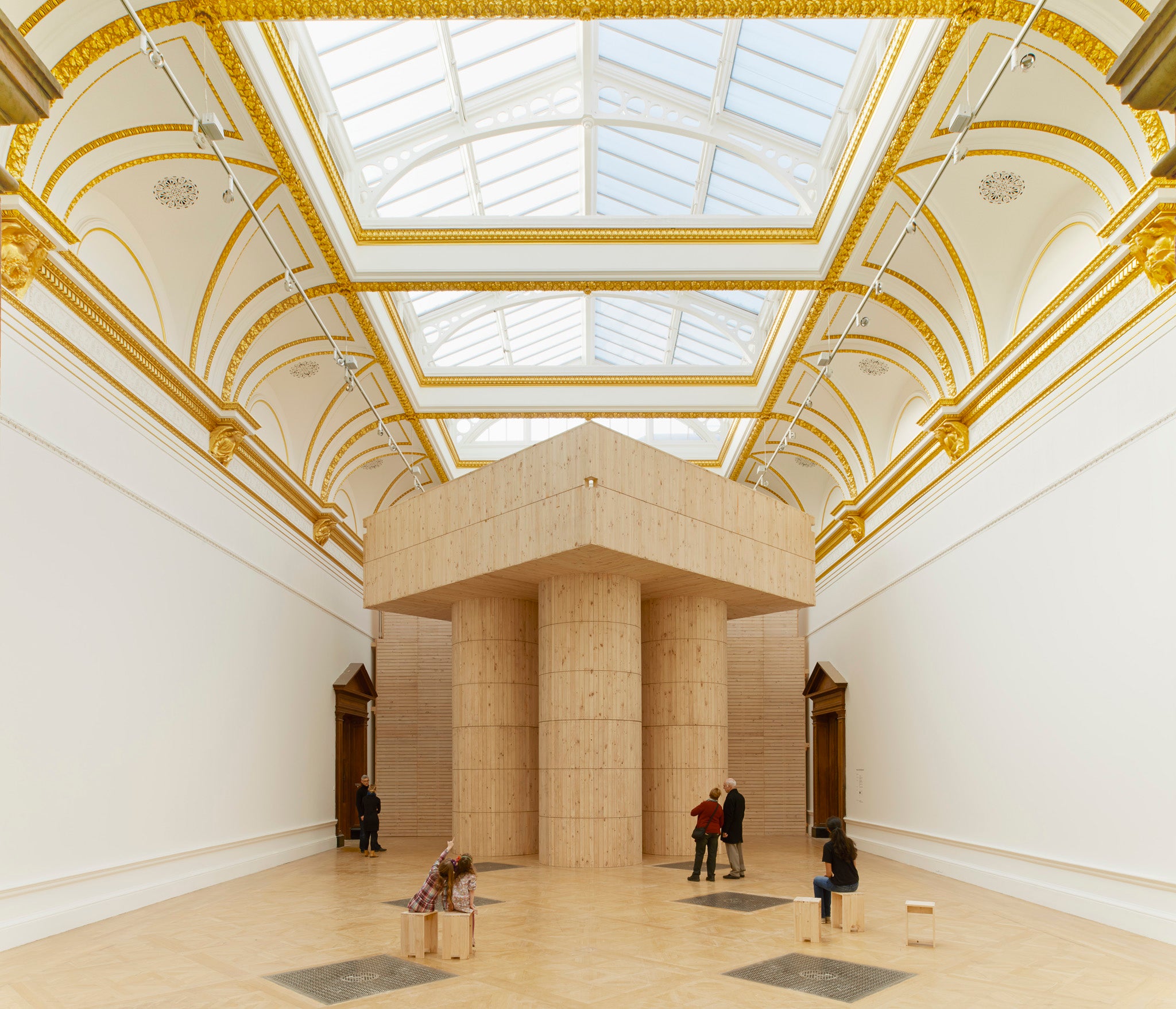 Installation (Blue Pavilion) by Pezo von Ellrichshausen at the Royal Academy of Arts