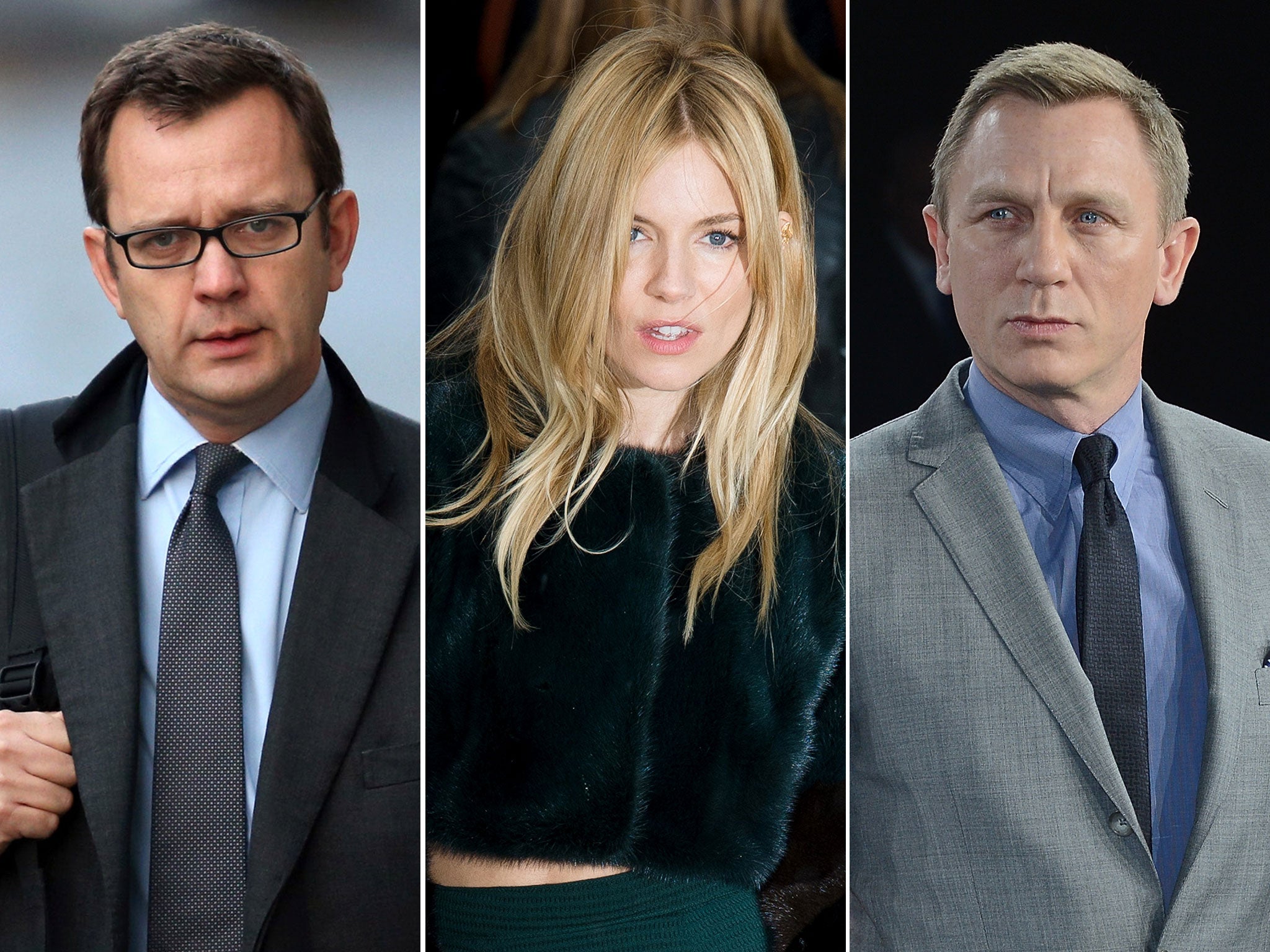 Andy Coulson (left) knew details of affair between Sienna Miller and Daniel Craig had been obtained illegally, Old Bailey jurors were told (Getty)