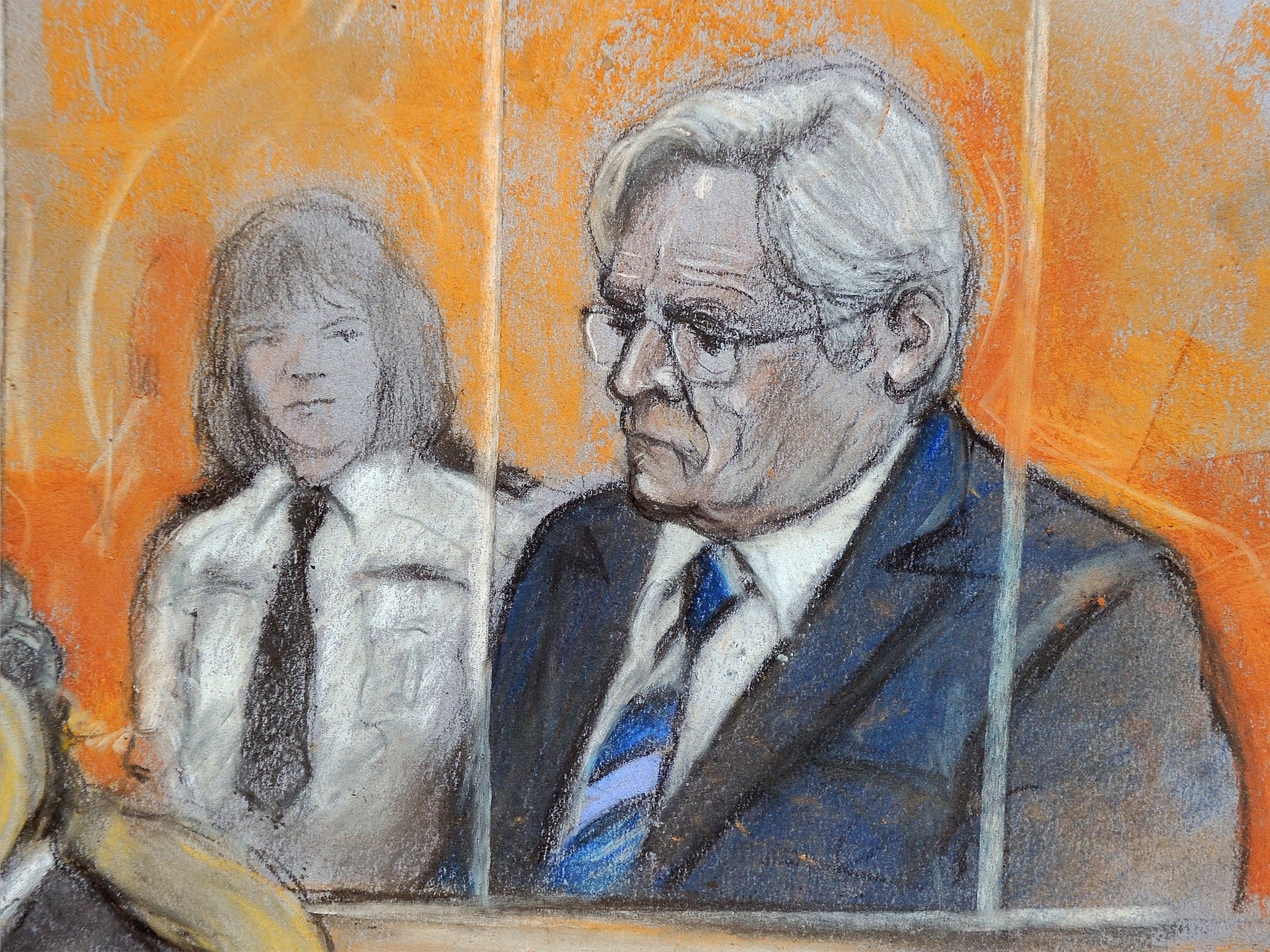 Court artist sketch by Elizabeth Cook of Coronation Street actor William Roache at Preston Crown court, earlier this month