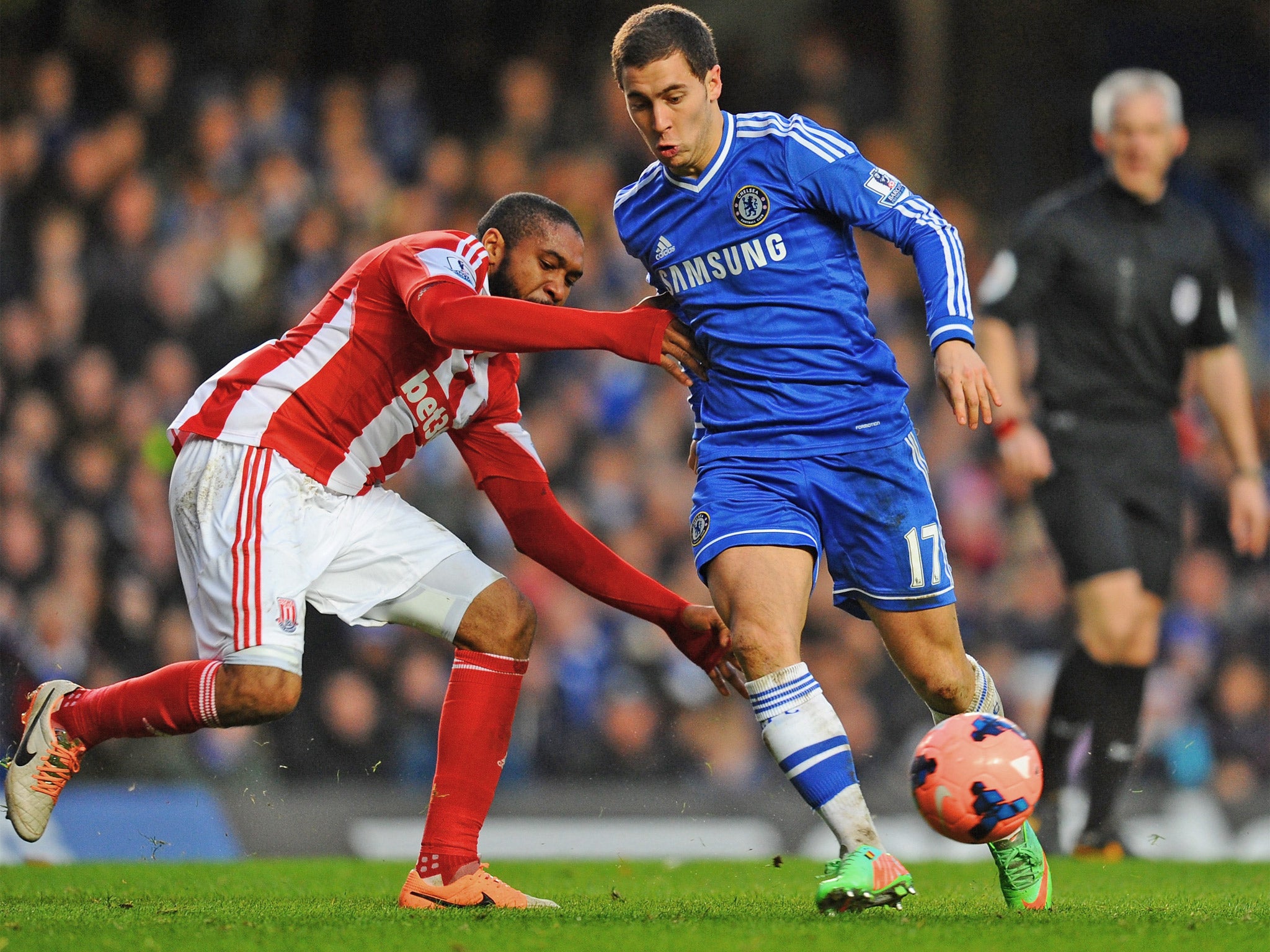 Chelsea's Eden Hazard in action during last weekend's FA Cup Fourth Round match against Stoke City