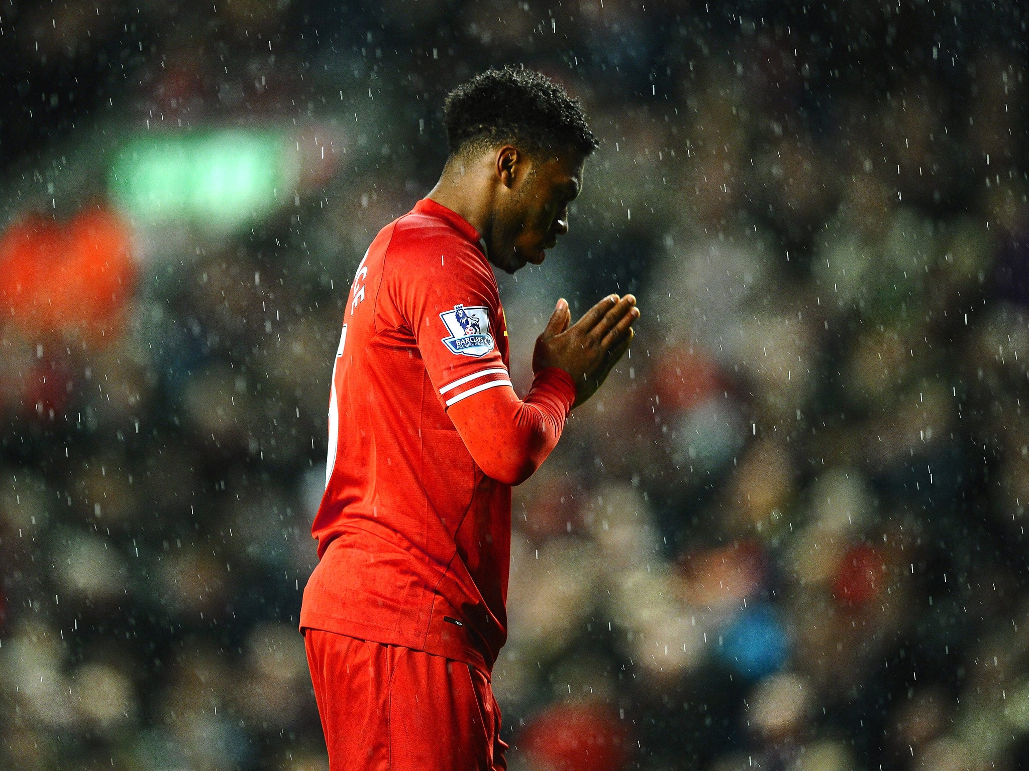 Daniel Sturridge of Liverpool reacts after missing a penalty