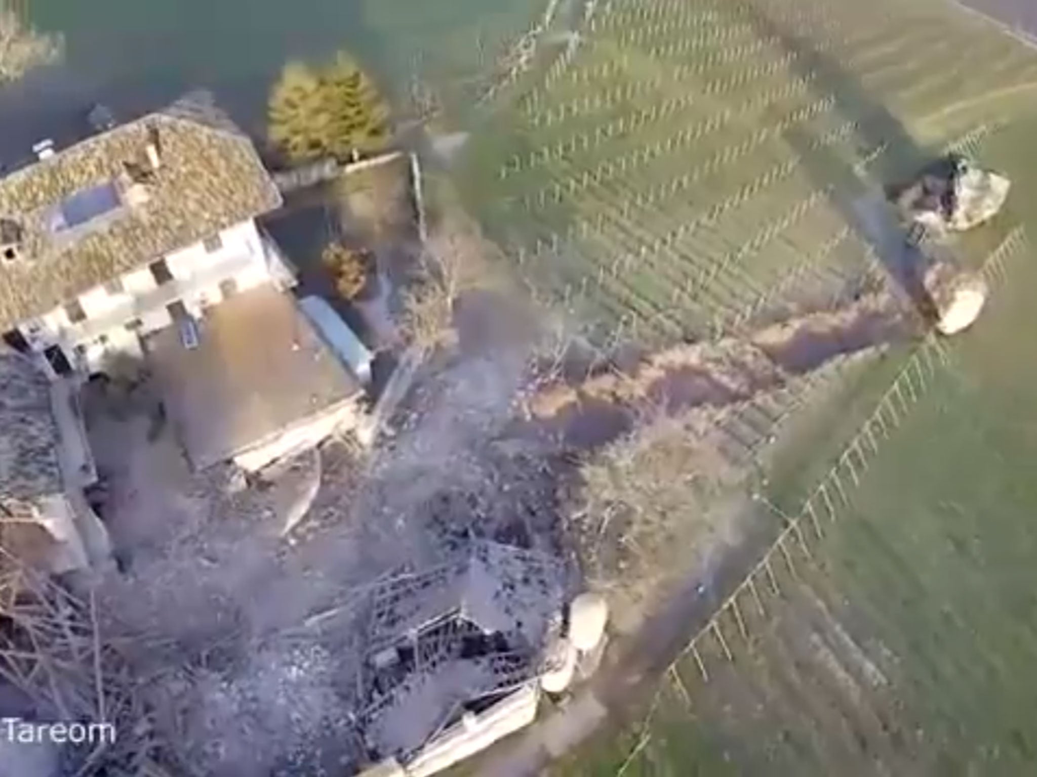 The boulder crashed through vineyards and fields before eventually coming to a stop