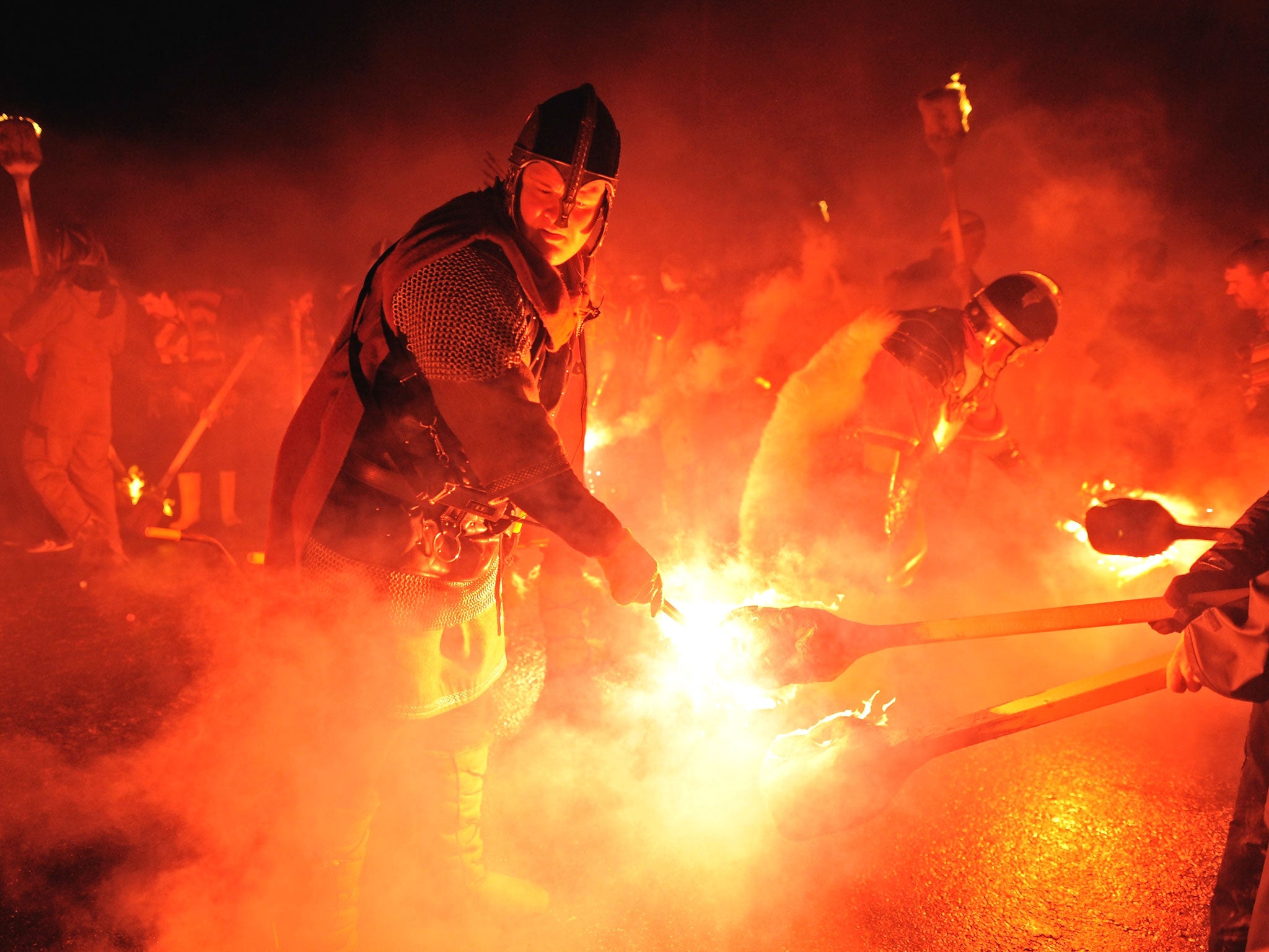 The torches of the Jarl Squad are lit as they march through the streets of Lerwick