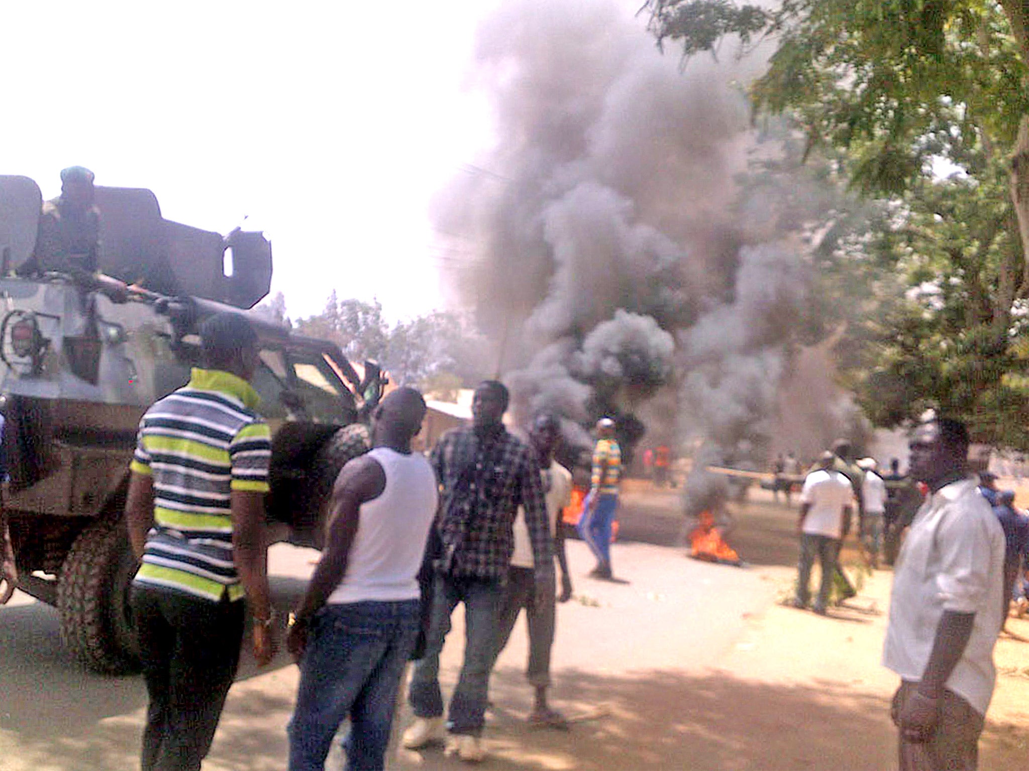 The aftermath of a suicide bomb attack on a Catholic church in Nigeria