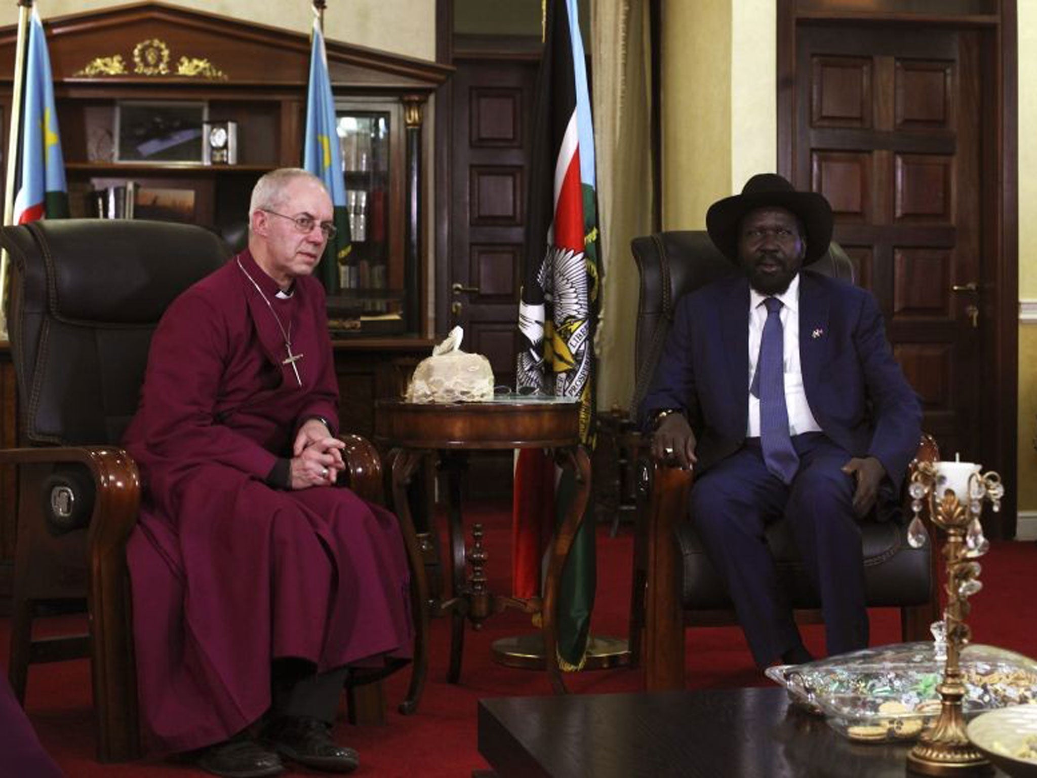 Archbishop Welby with South Sudanese president Salva Kiir