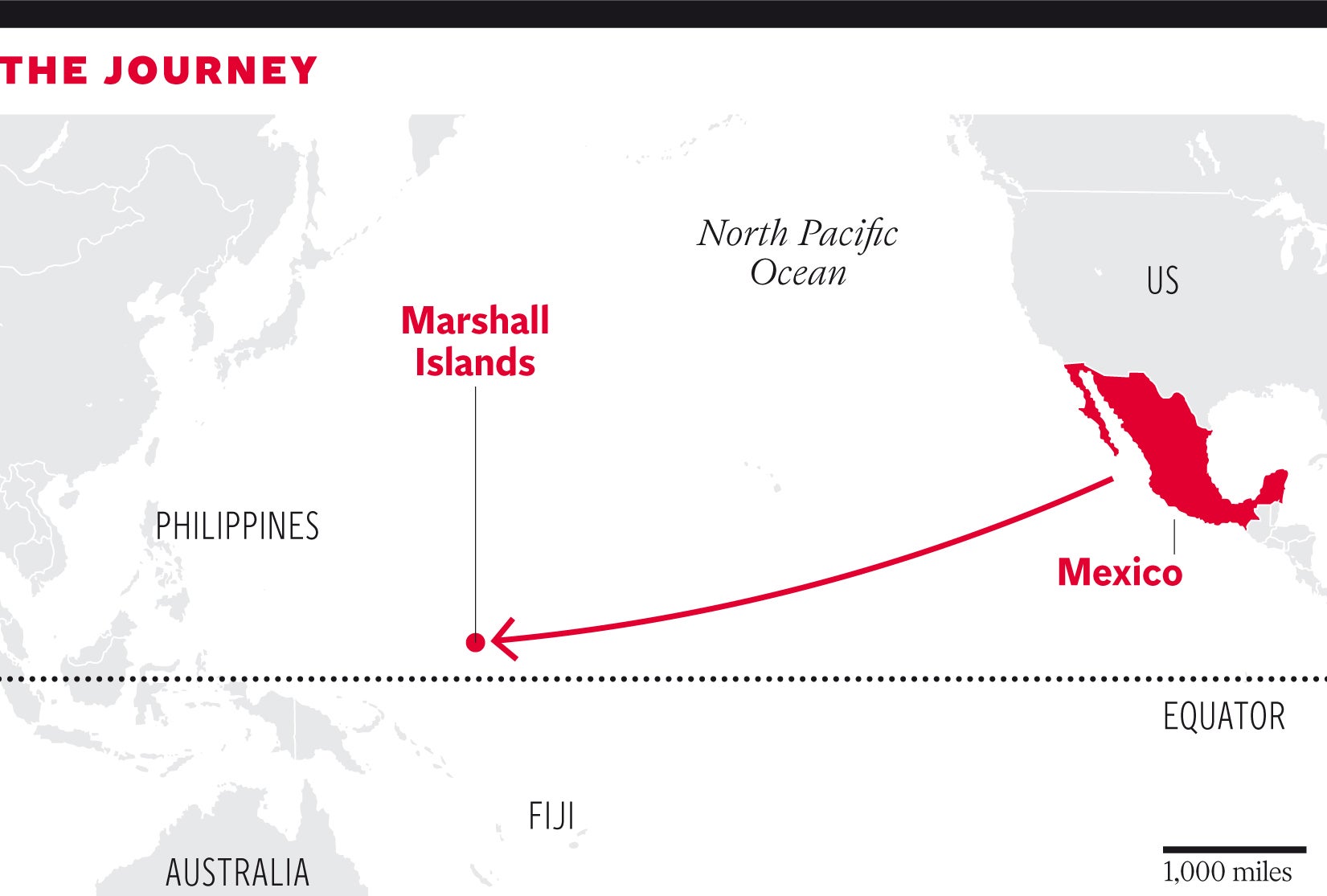 The man is thought to have floated 8,000 miles from Mexico to the other side of the Pacific