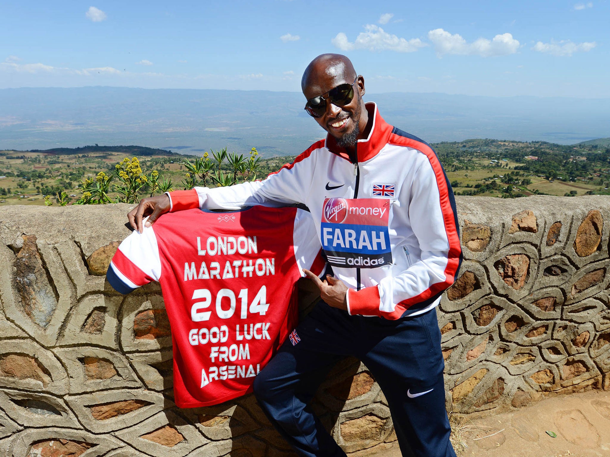 Mo Farah enjoys few home comforts in Kenya, but he does have his beloved Arsenal shirt