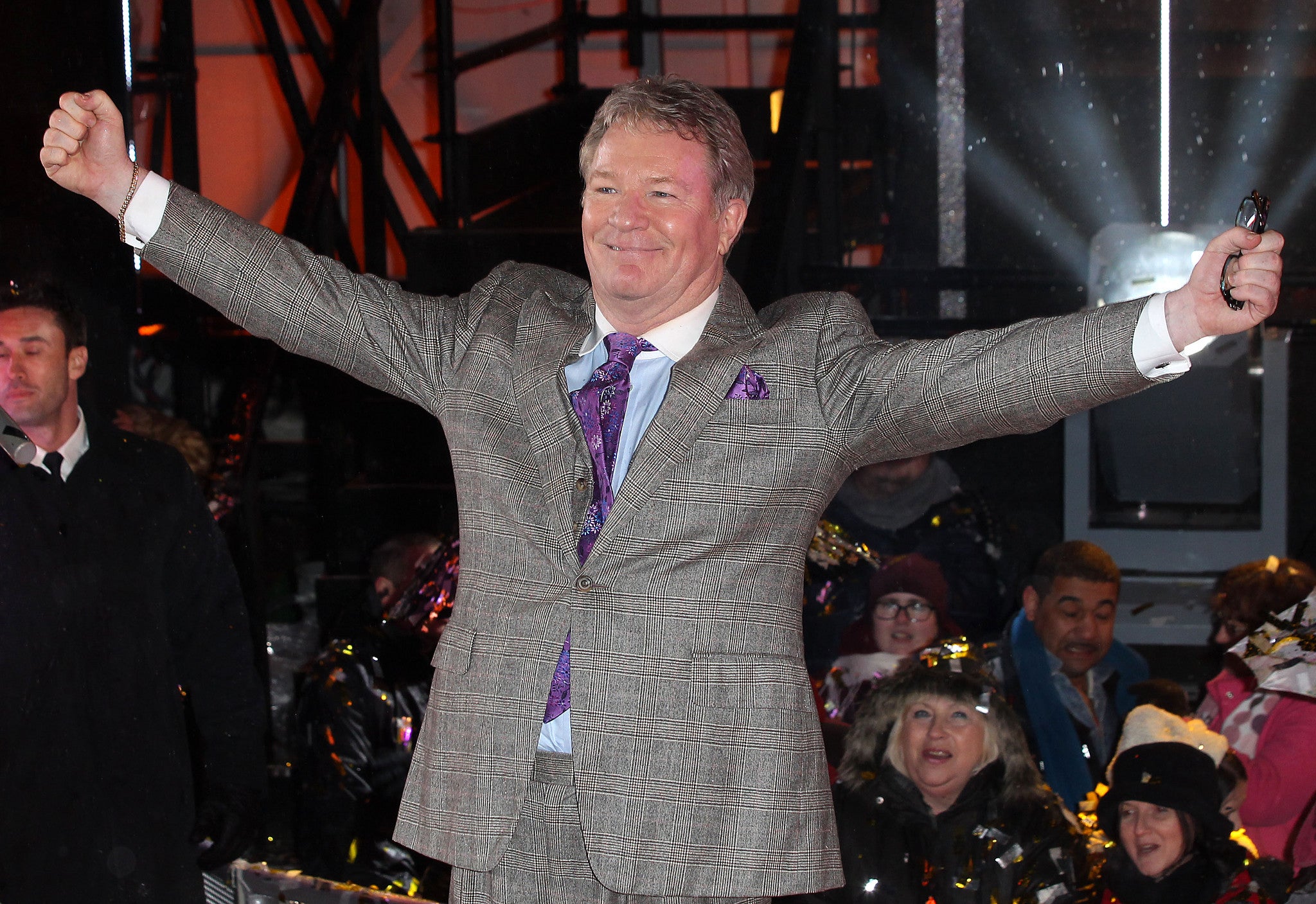 Jim Davidson celebrates after being announced winner of CBB