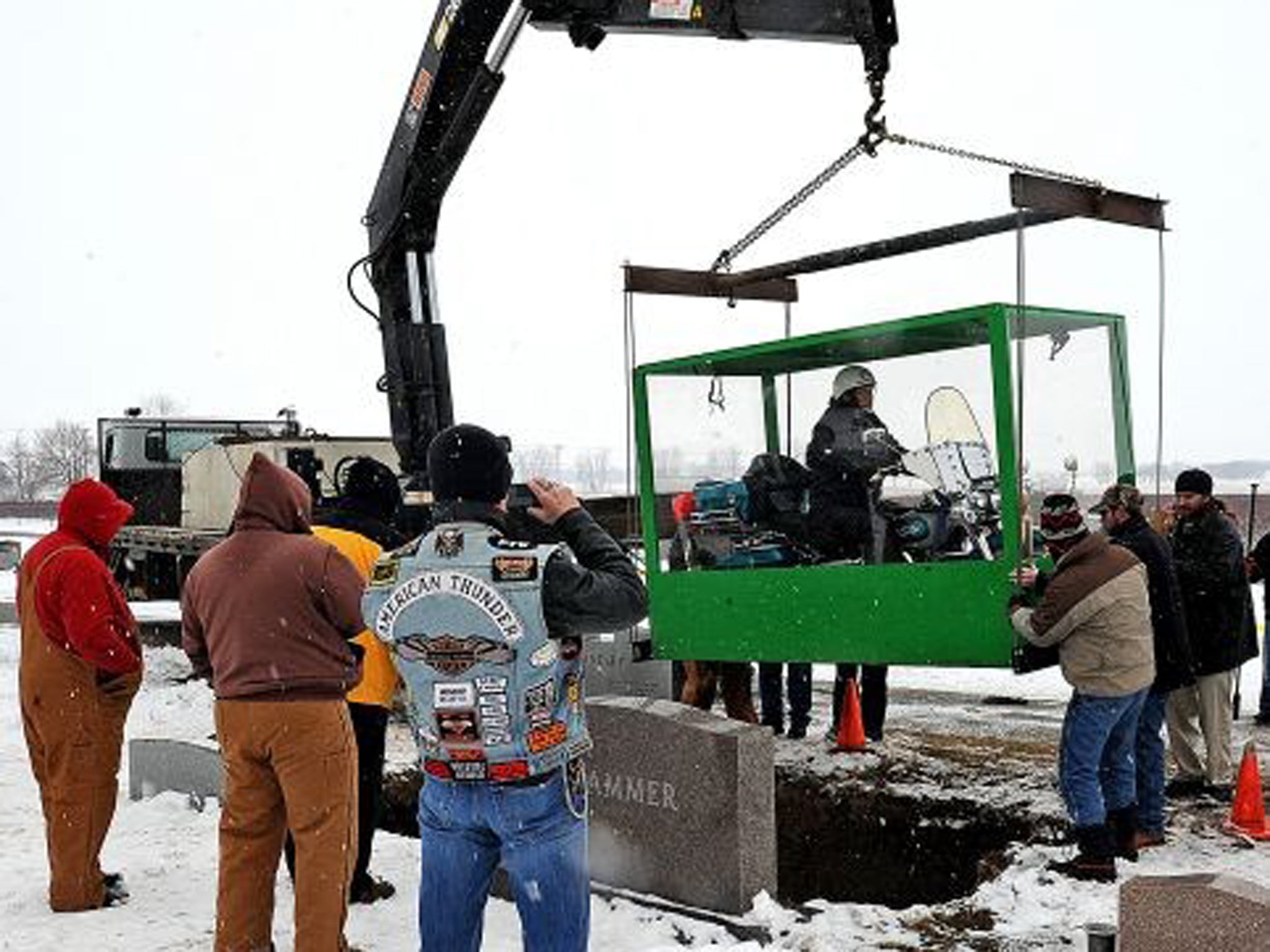 Avid biker Bill Standley was buried in a clear plastic box
