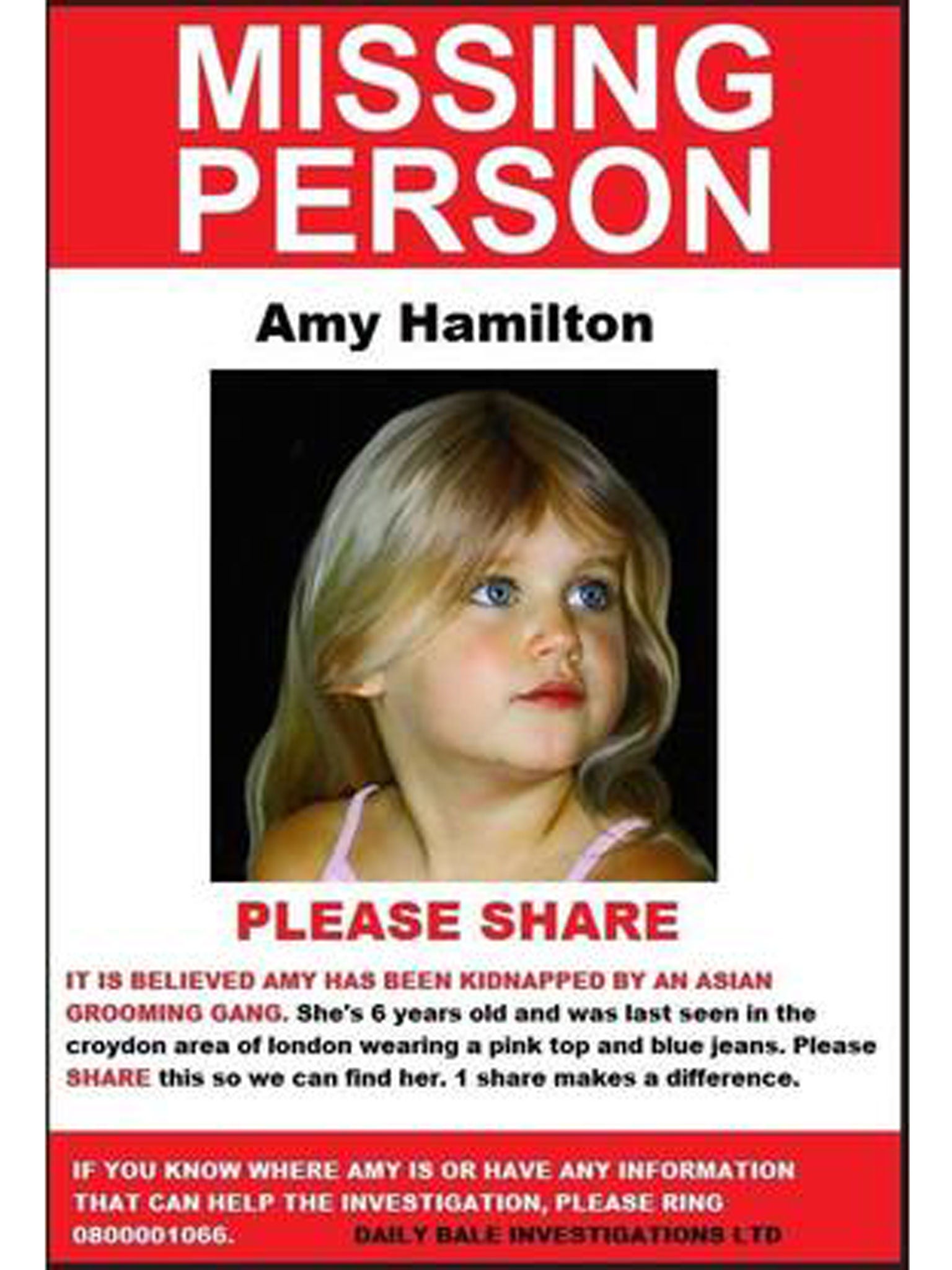 The appeal for 'missing' Amy Hamilton was shared thousands of times