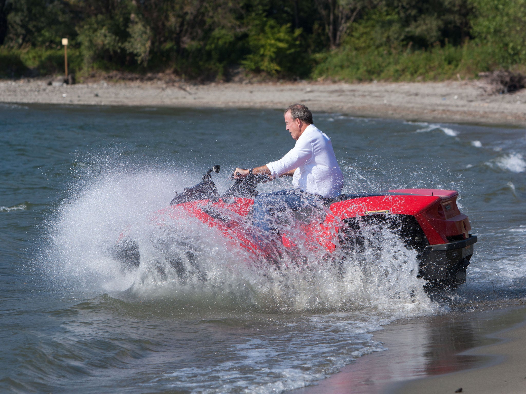 Jeremy Clarkson getting wet and wild in the first episode of Top Gear's new series