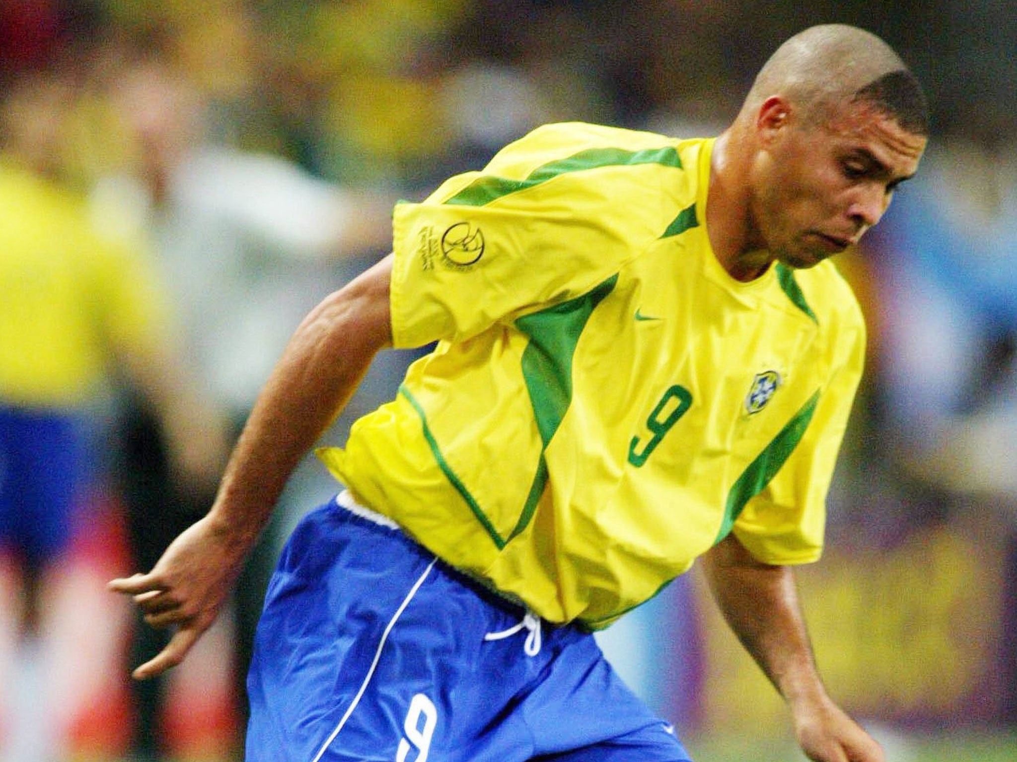 Ronaldo in action for Brazil during the 2002 World Cup