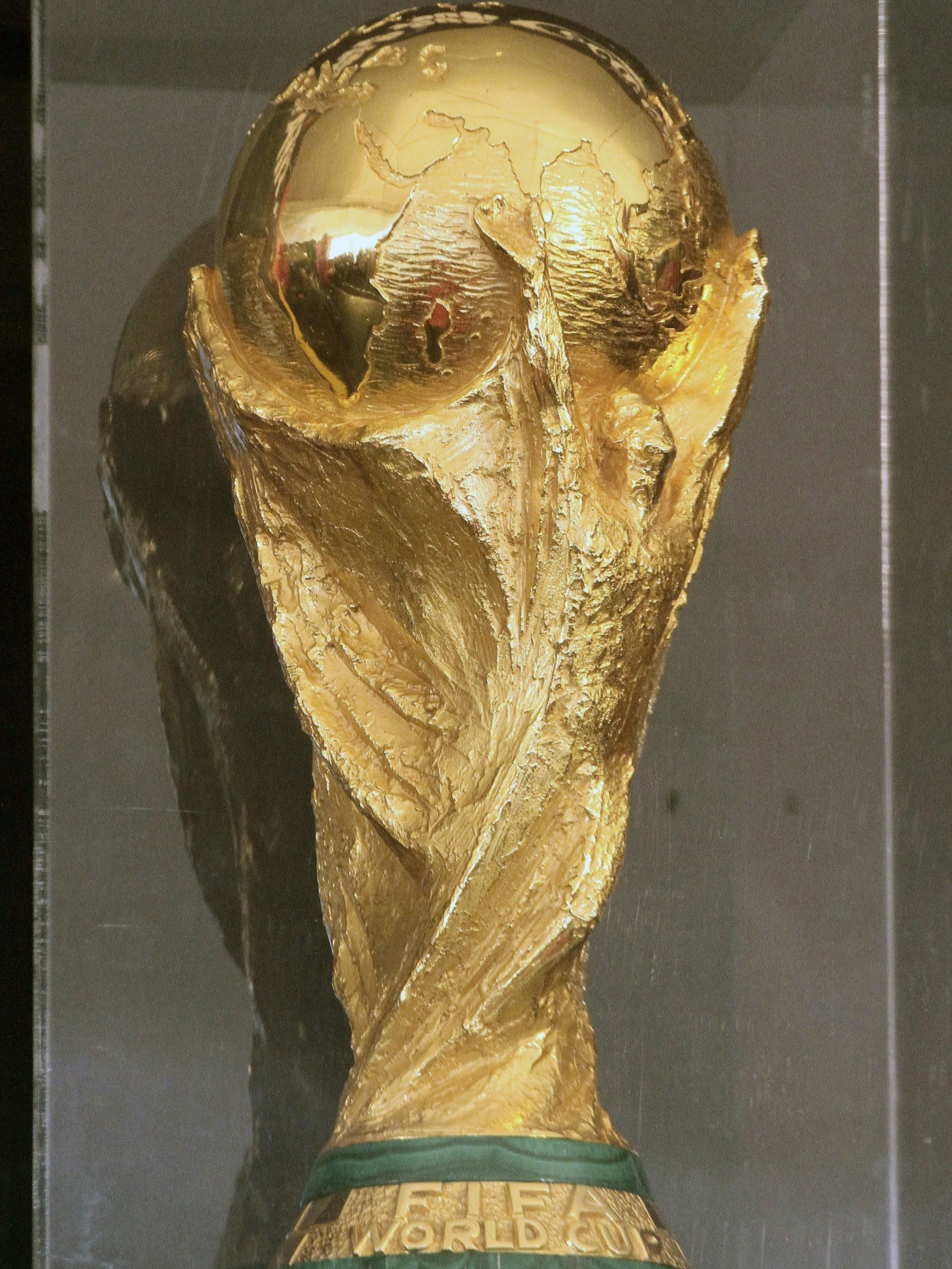 View of the FIFA World Cup trophy on 25 January, 2014 during its visit to Quito.