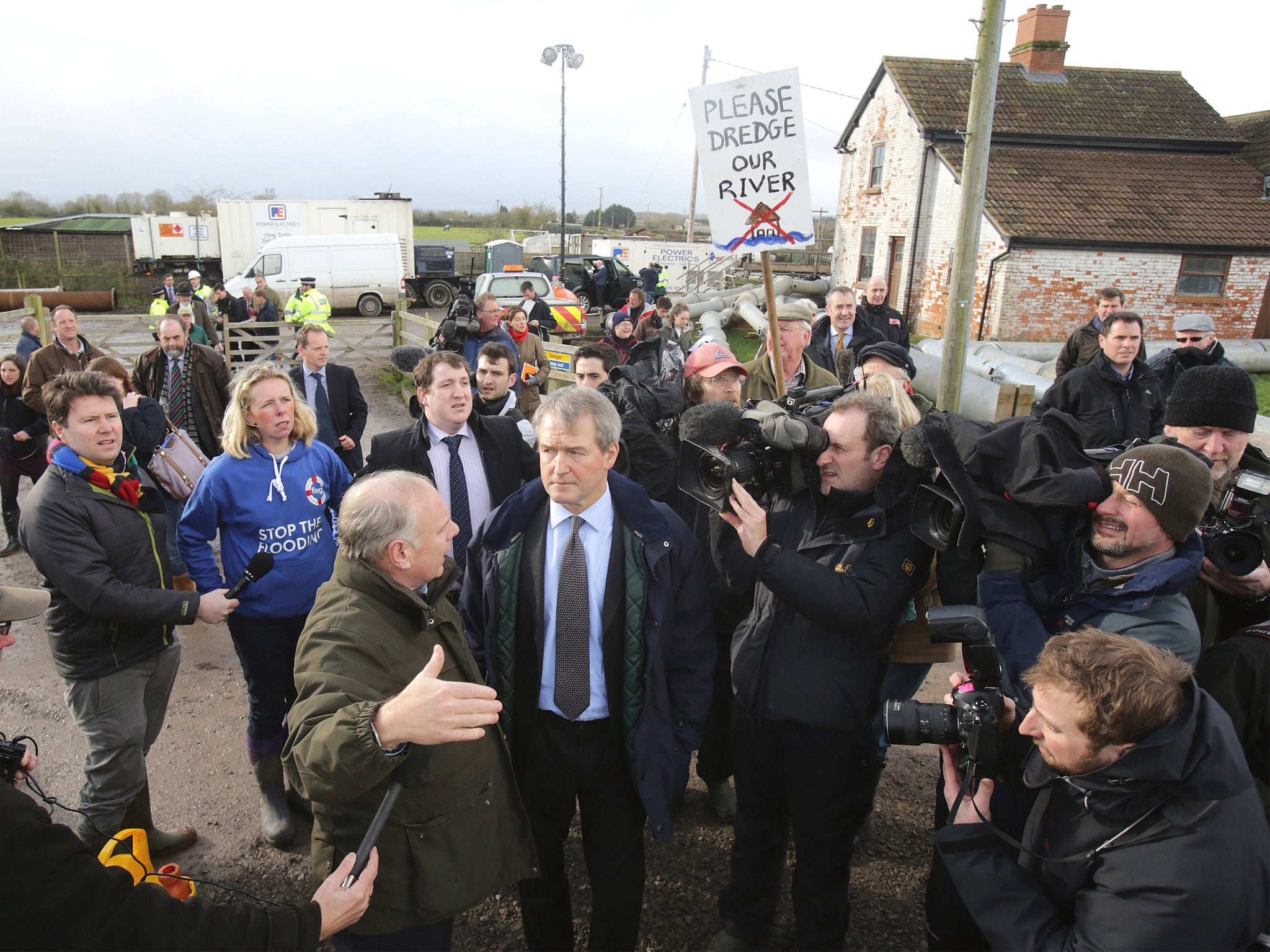 Environment Secretary Owen Paterson at Northmoor Pumping Station near Bridgwater