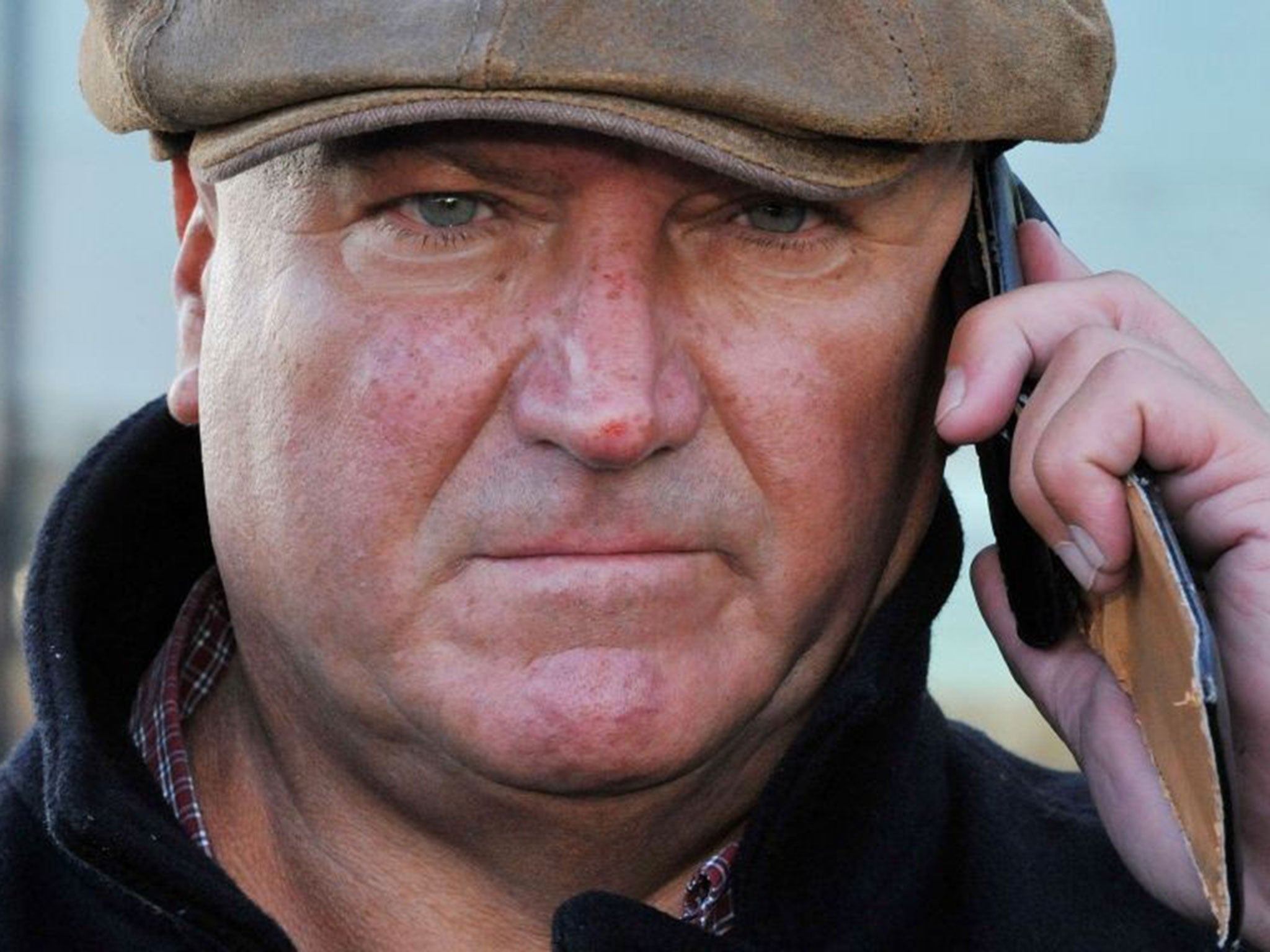 RMT leader Bob Crow on the phone to Boris Johnson outside City Hall