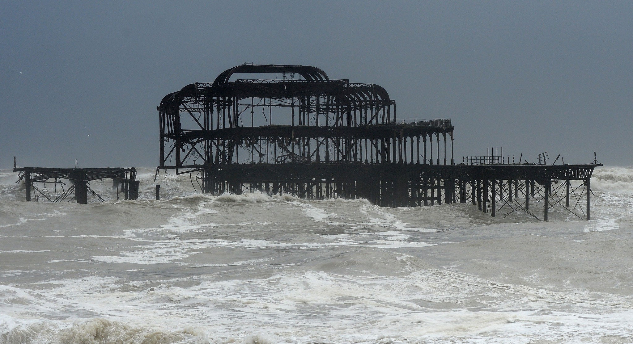 A large section of Brighton's dilapidated West Pier was washed away in the latest storm on Tuesday night