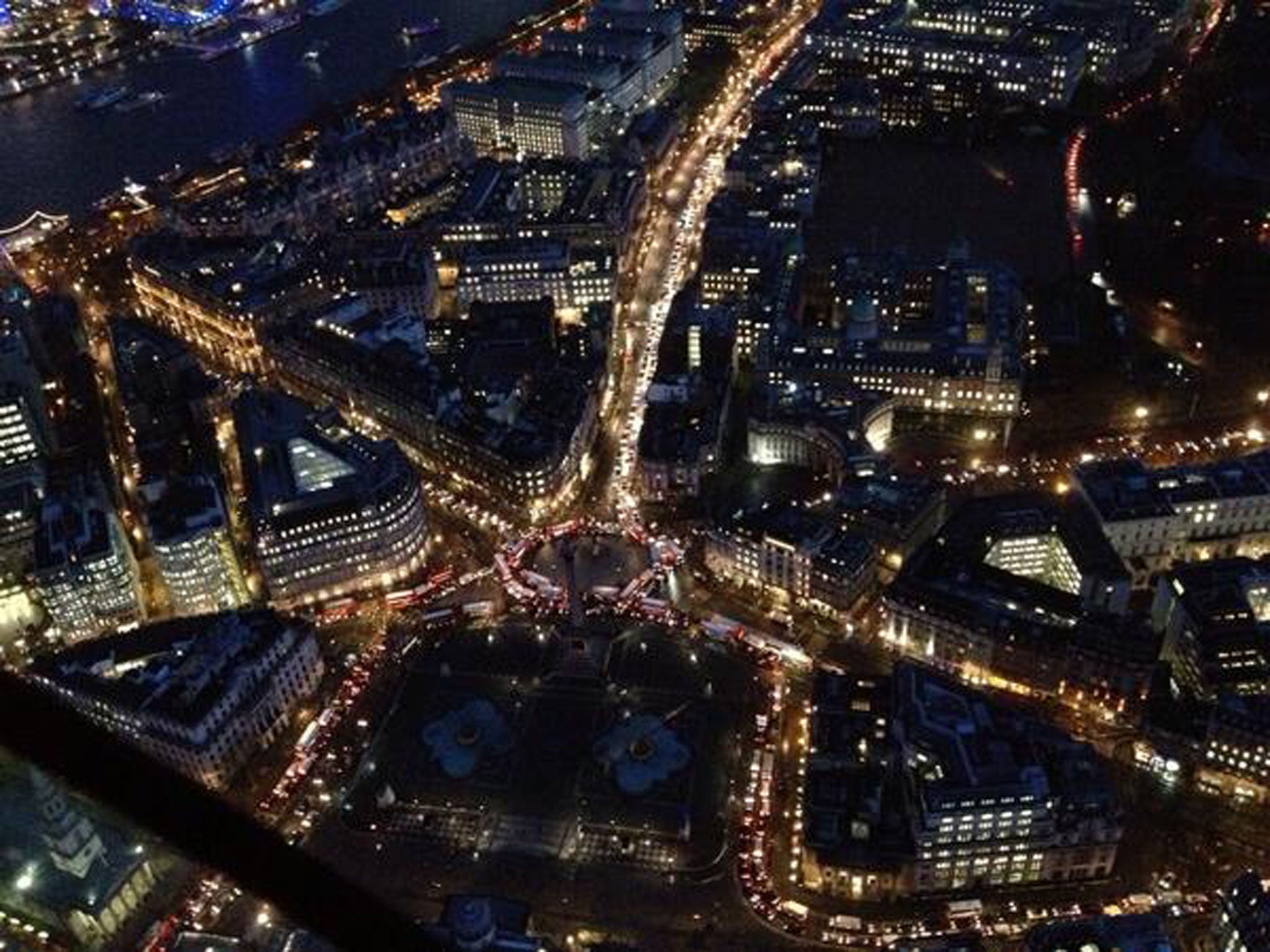 The image, which was tweeted by the account @MPSinthesky, which posts live updates from Metropolitan Police Helicopters high above the capital, shows the strain placed on London's already bulging arteries by the extra traffic on the road.