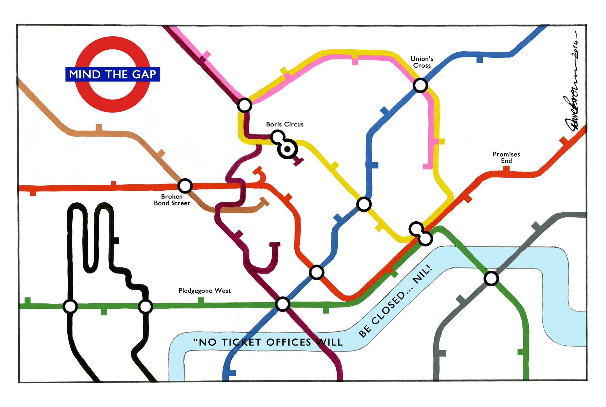 Independent cartoonist Dave Brown on the London Tube strike.