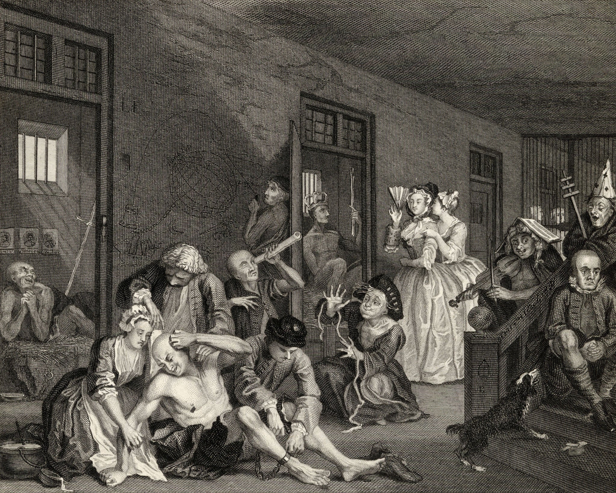 Psychological torment: A scene in Bedlam from William Hogarth's 'A Rake’s Progress'