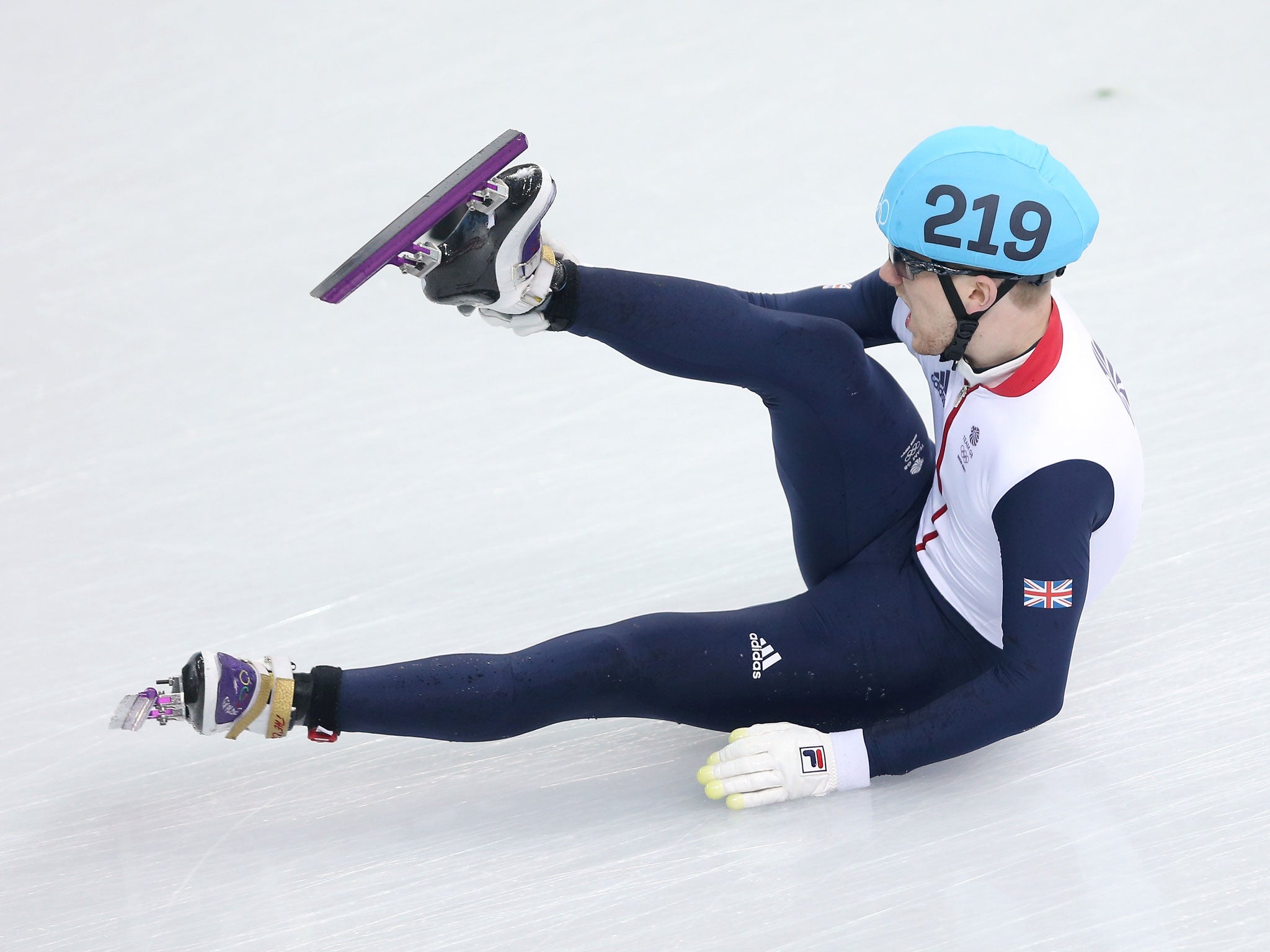 Jack Whelbourne crashed out of the 1500m speed skating final