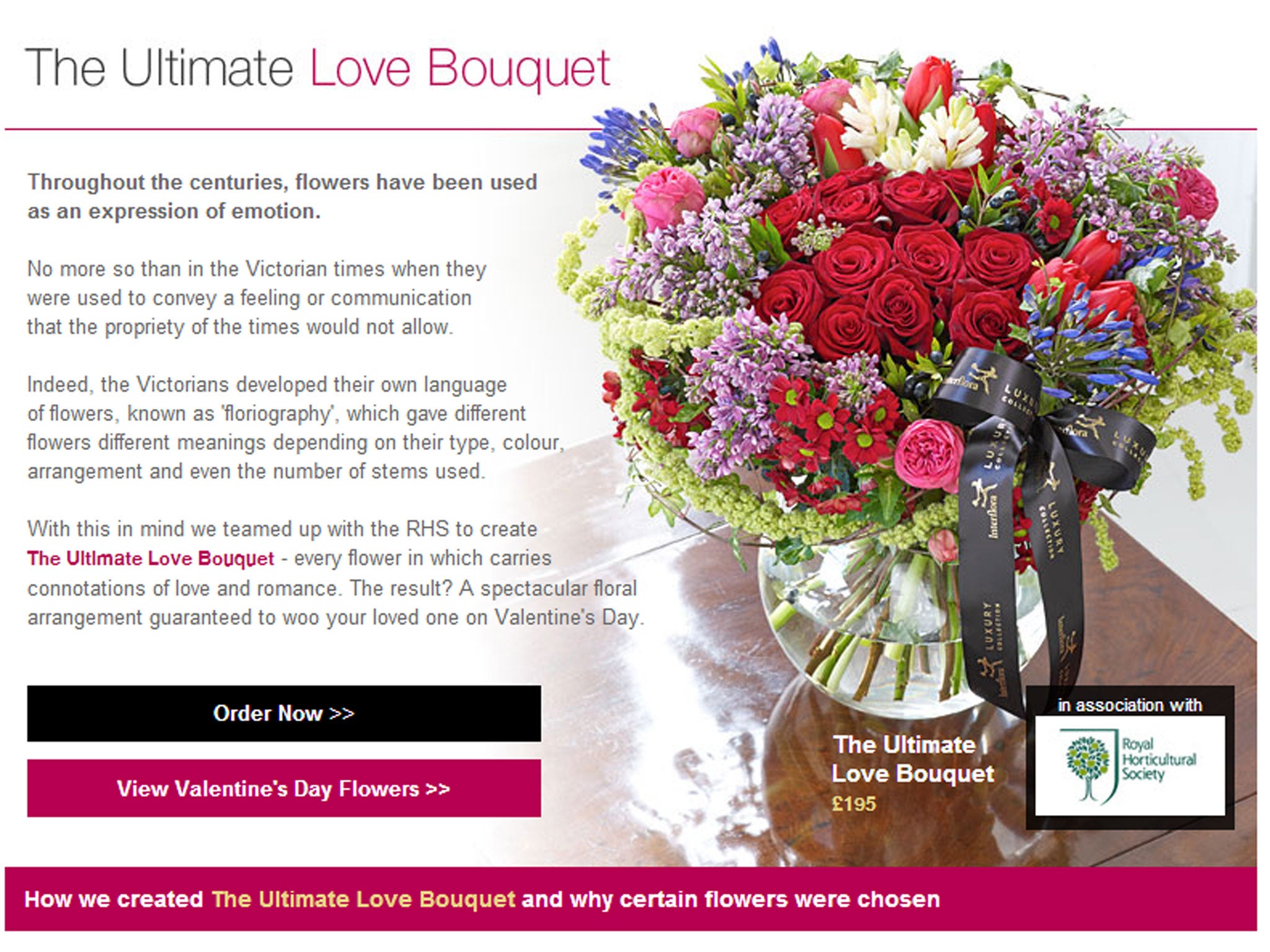 Interflora has been forced to backtrack over the 'mainly British-grown' Ultimate Love Bouquet, seen here as advertised on their website, because they 'could not guarantee the source' of the flowers