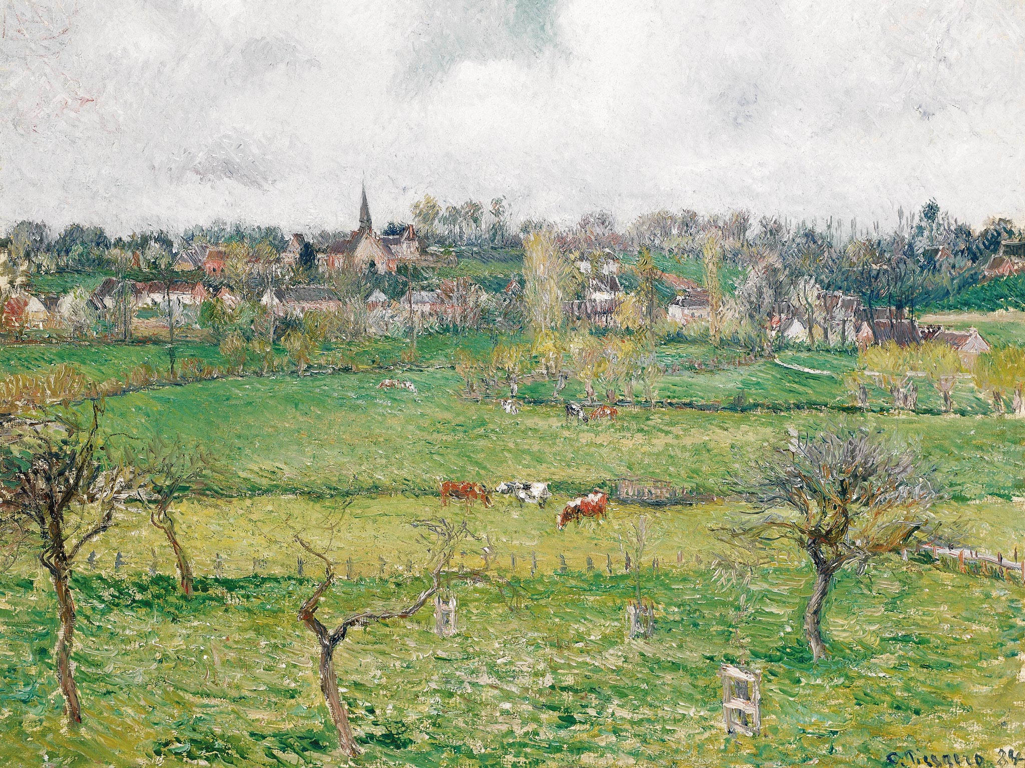 Vue de Bazincourt by Camille Pissarro