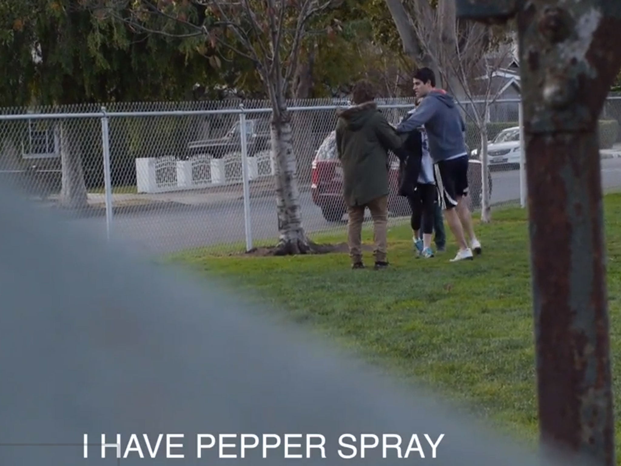 One woman actually pepper sprays the fake abductor