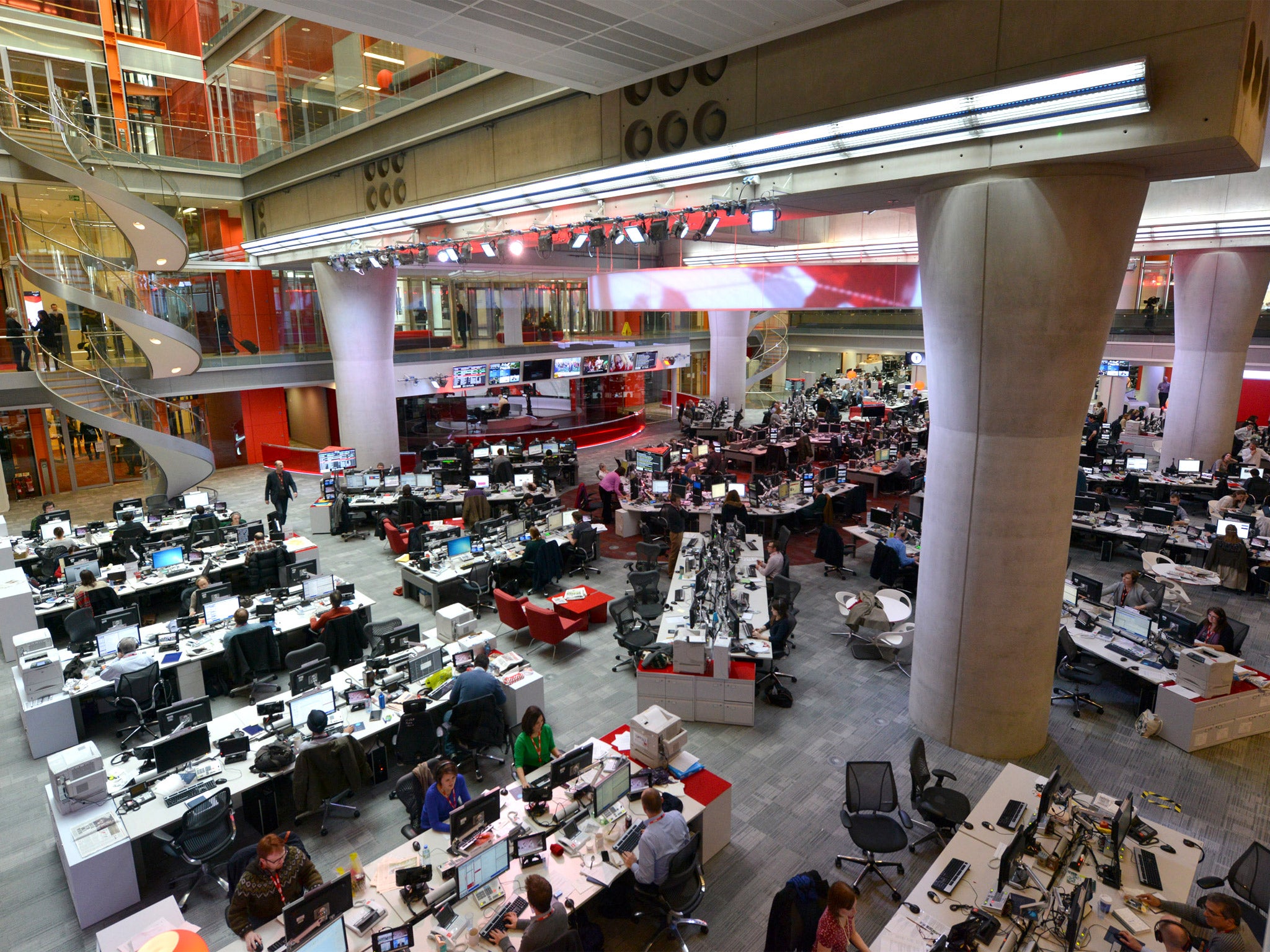 The BBC News room at Broadcasting House in London