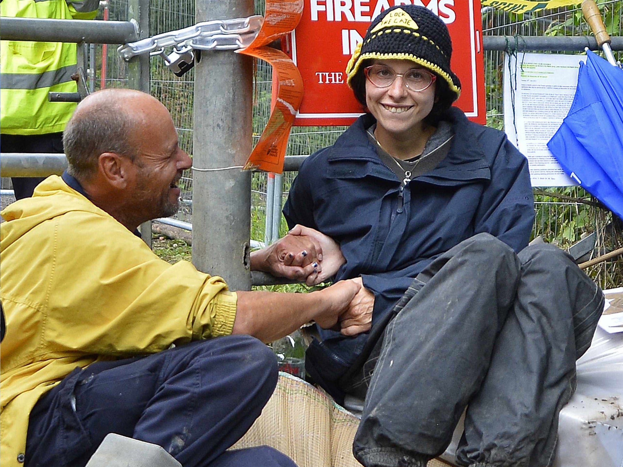 Natalie Hynde with Simon Medhurst at the anti-fracking demonstration last July