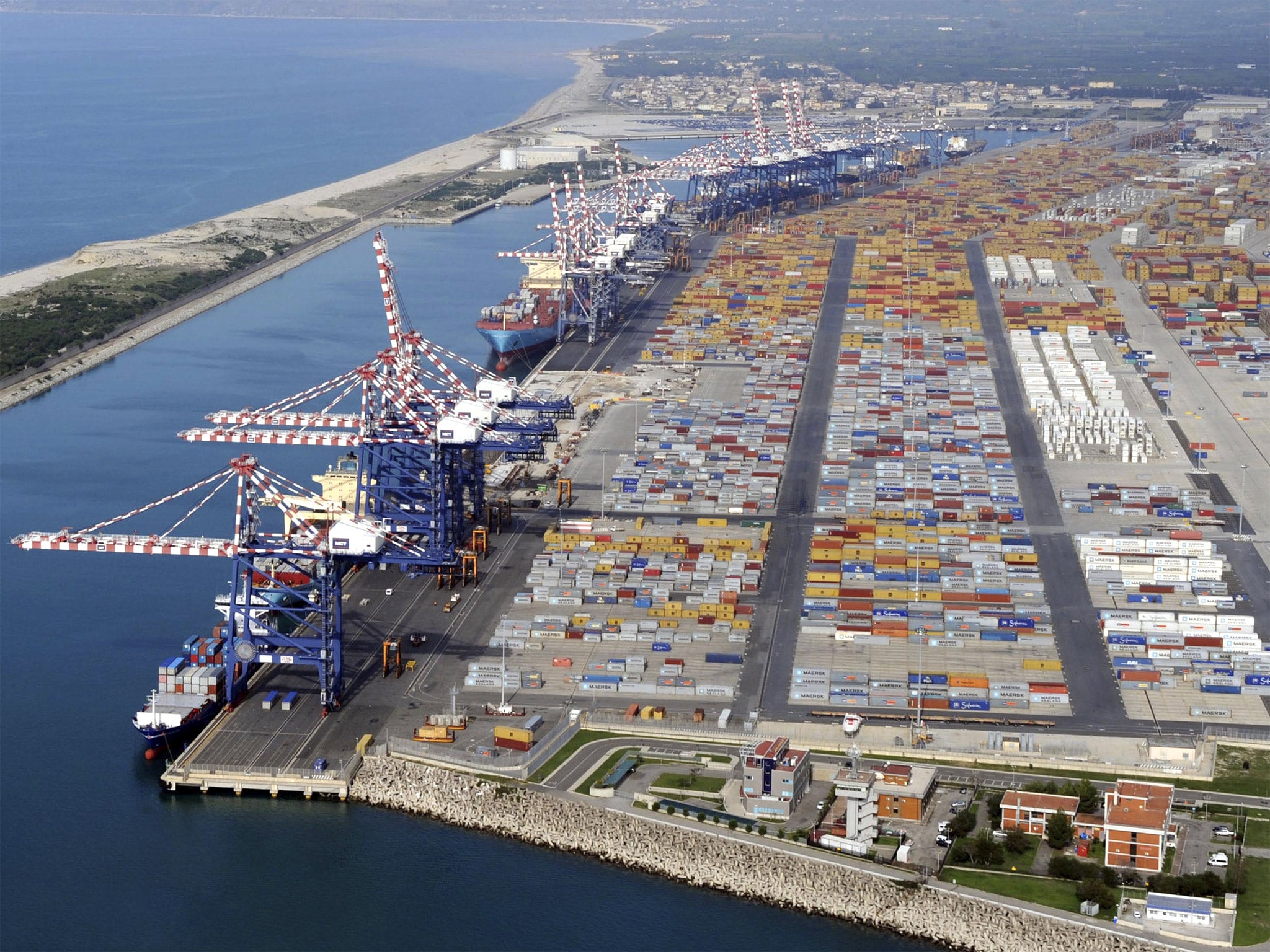 An aerial view of the Gioia Tauro port, southern Italy