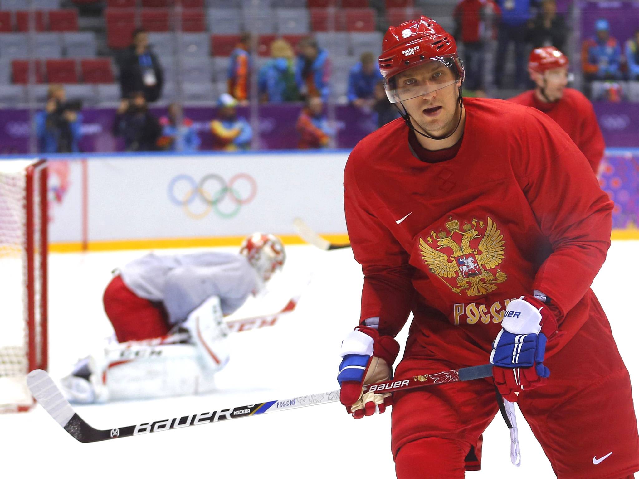 Russia’s Alexander Ovechkin practises in Sochi