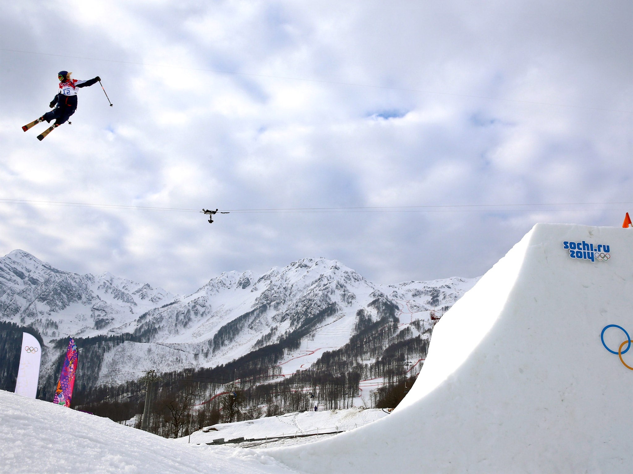 Britain’s Katie Summerhayes competes in the slopestyle final but the 18-year-old fell on her first run