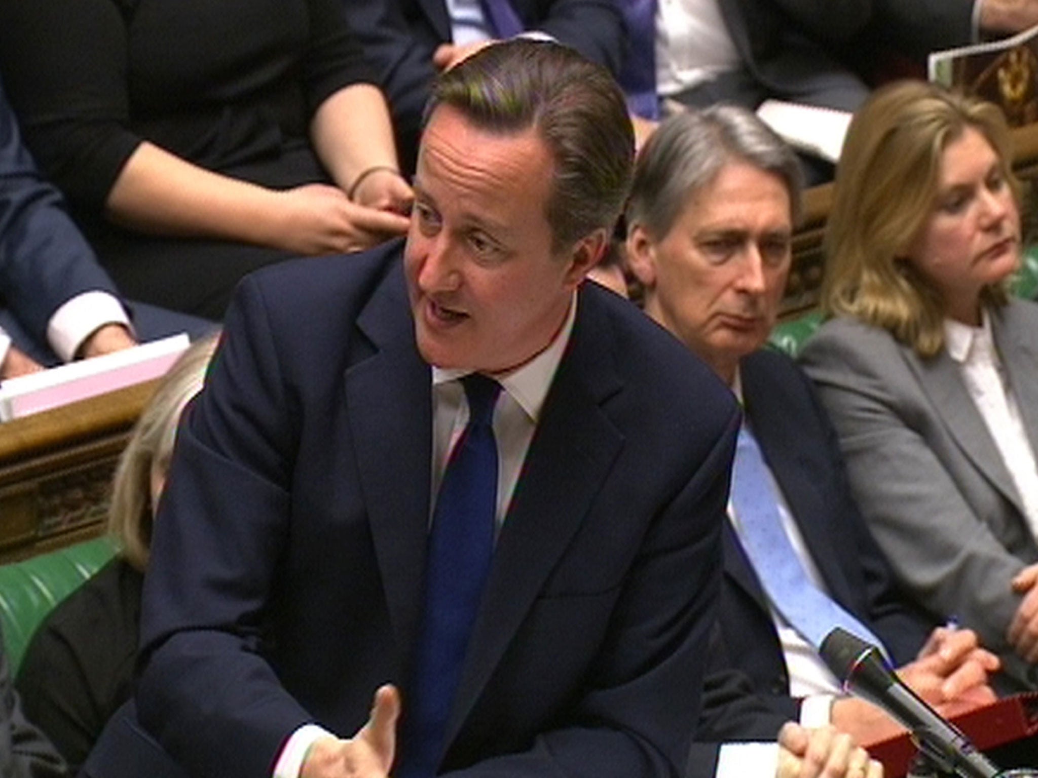 Prime Minister David Cameron speaks during Prime Minister's Questions in the House of Commons
