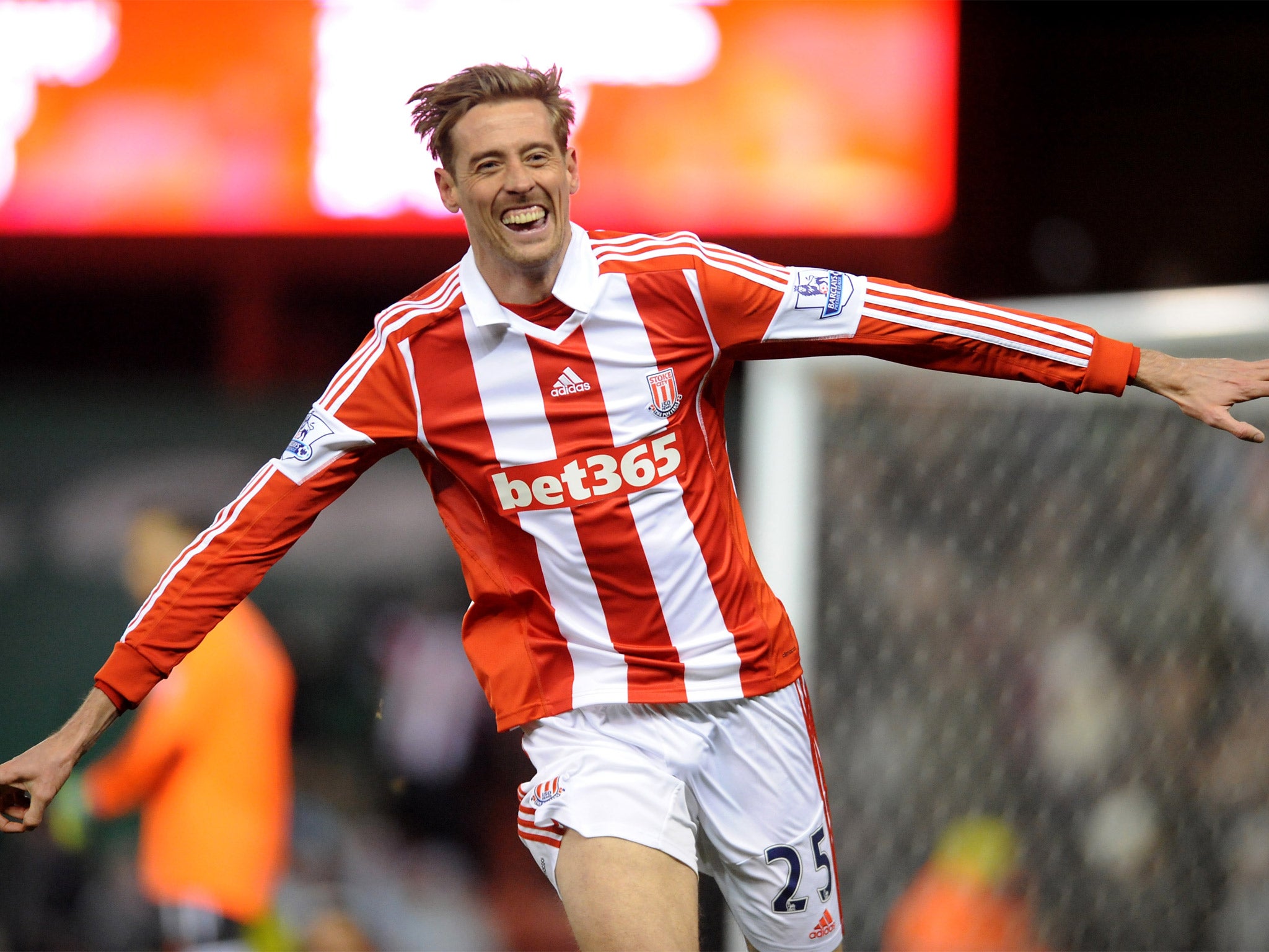 Peter Crouch celebrates giving Stoke the lead