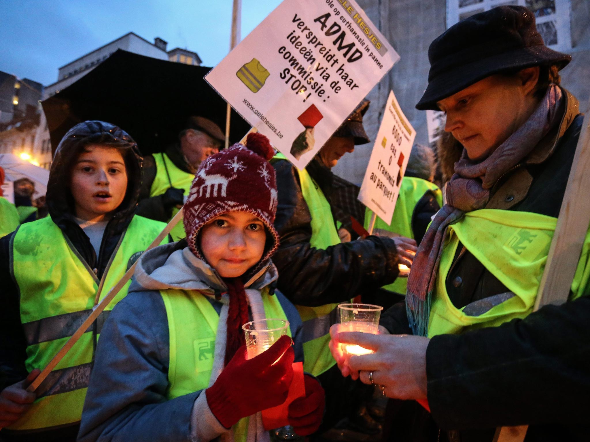 Anti-euthanasia protesters in Brussels in February