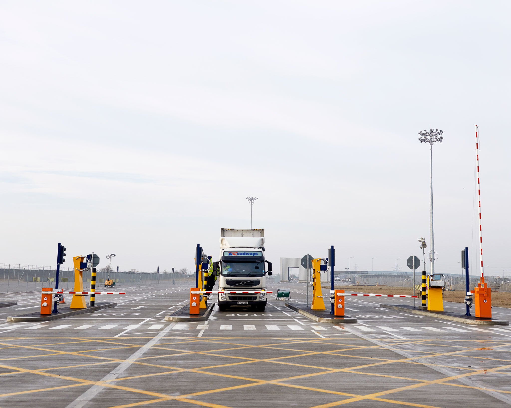 A lorry waits to enter the superport, which lies about 10 miles outside the M25