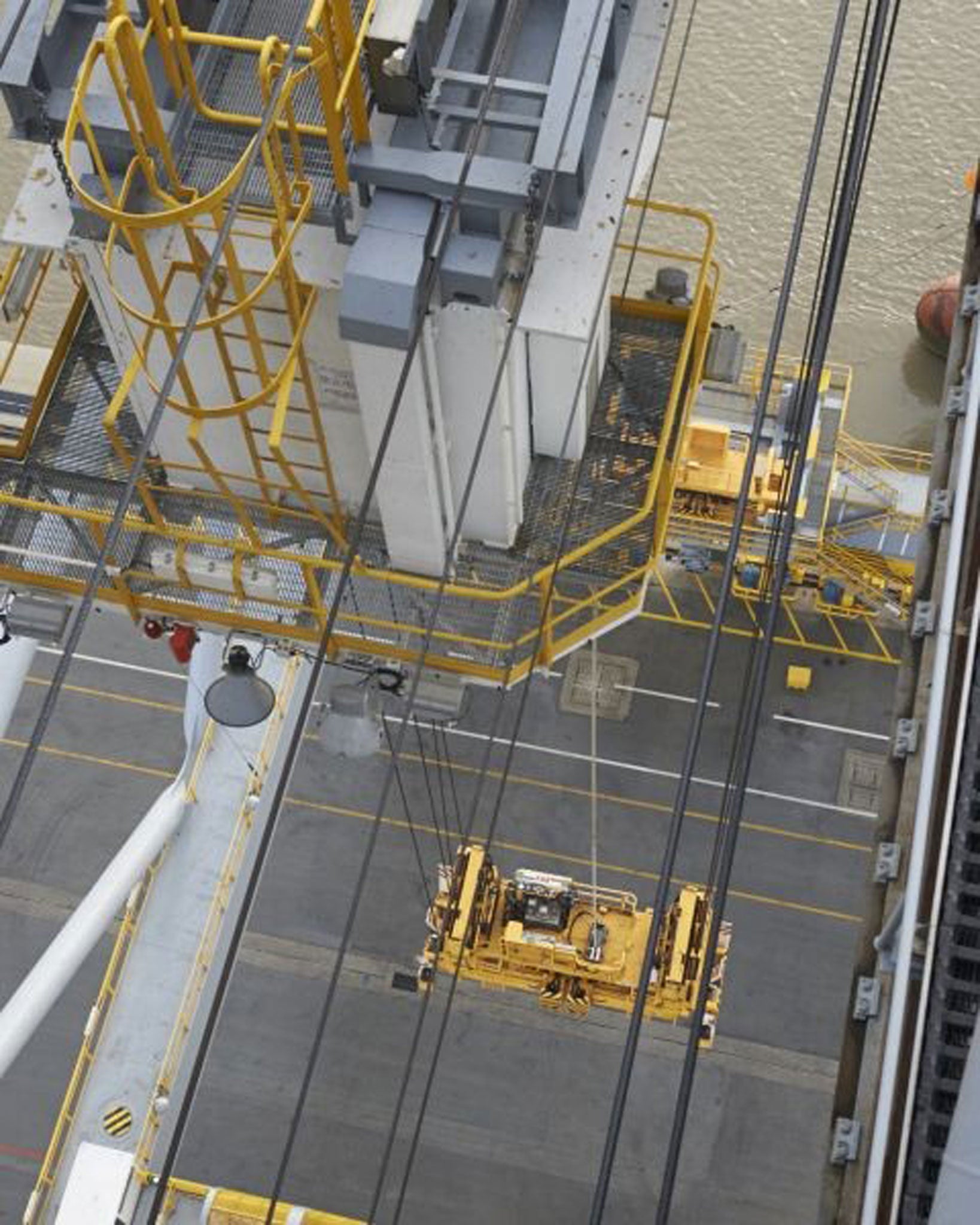 The harbour walls where the cranes sit descend 14 storeys into the ground – about the height of the Lloyds building – to withstand the shock of a collision with one of the gigantic ships