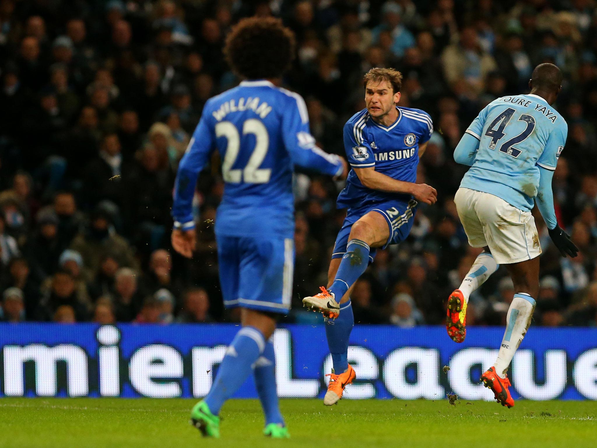 Ivanovic scores the winner against Manchester City at the Etihad