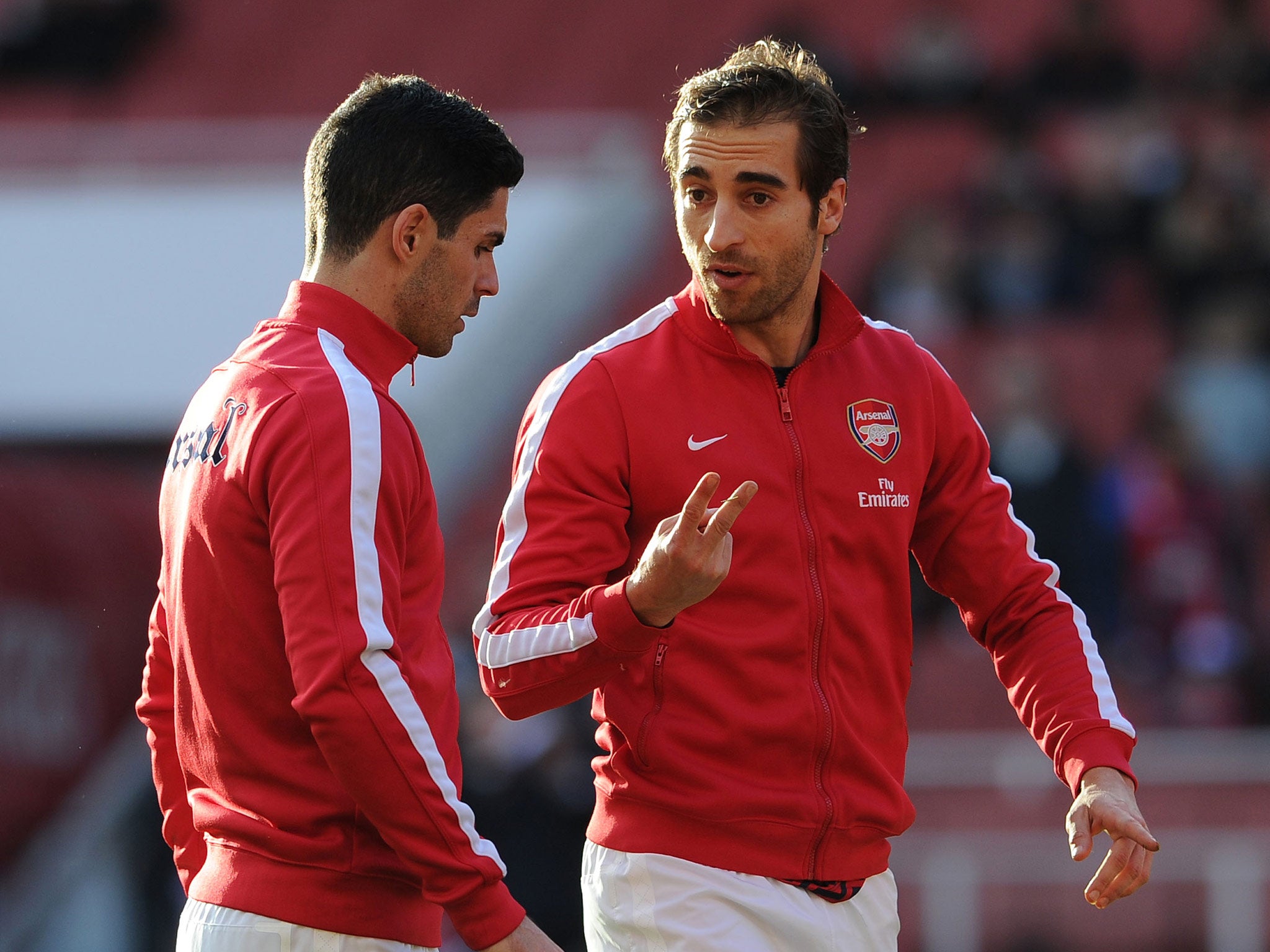 Mathieu Flamini with Mikel Arteta