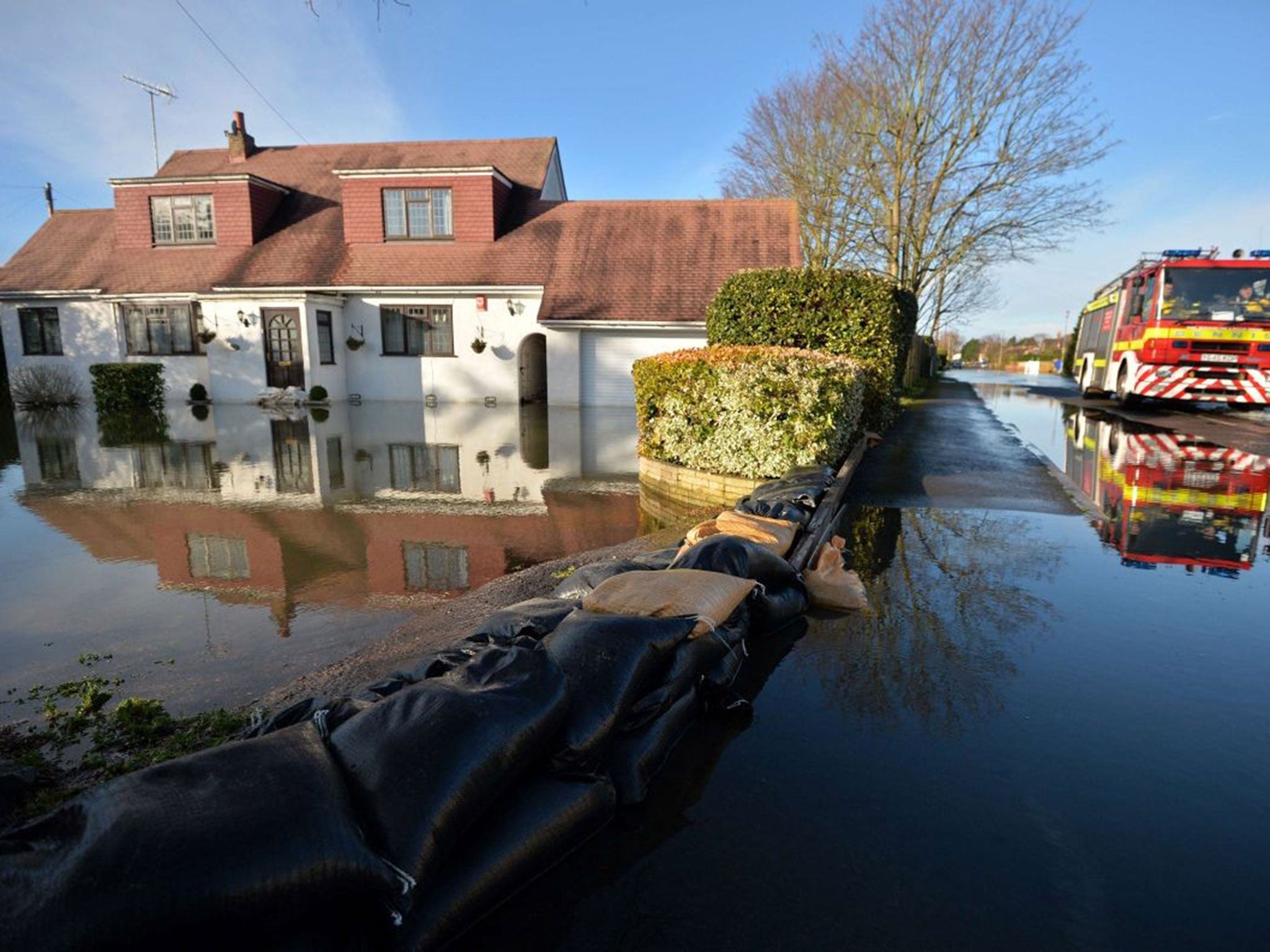 A flooded property in Wraysbury, west of London