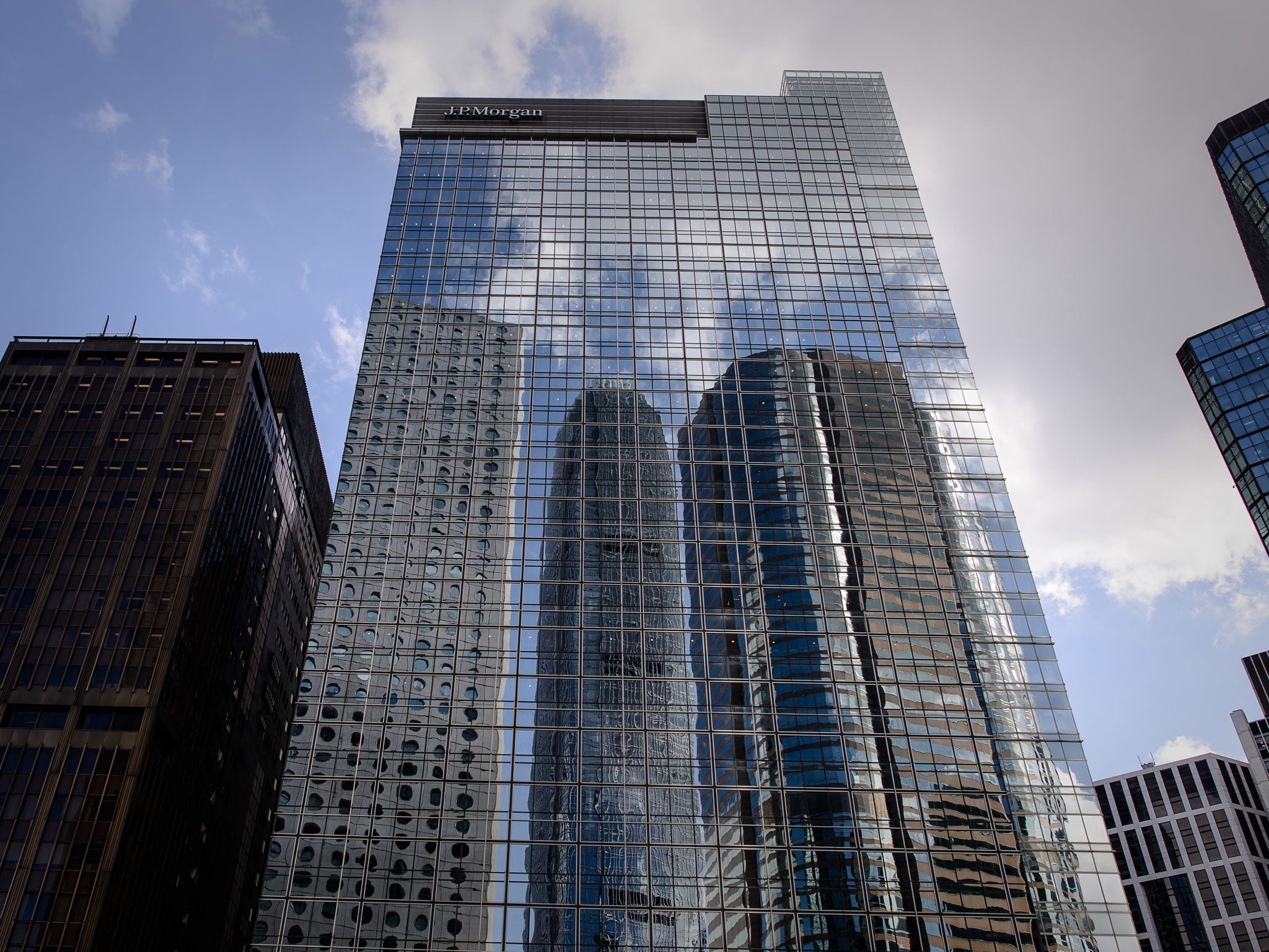 A picture taken of 30-floor Chater House tower housing the headquarters of investment bank JPMorgan in Hong Kong