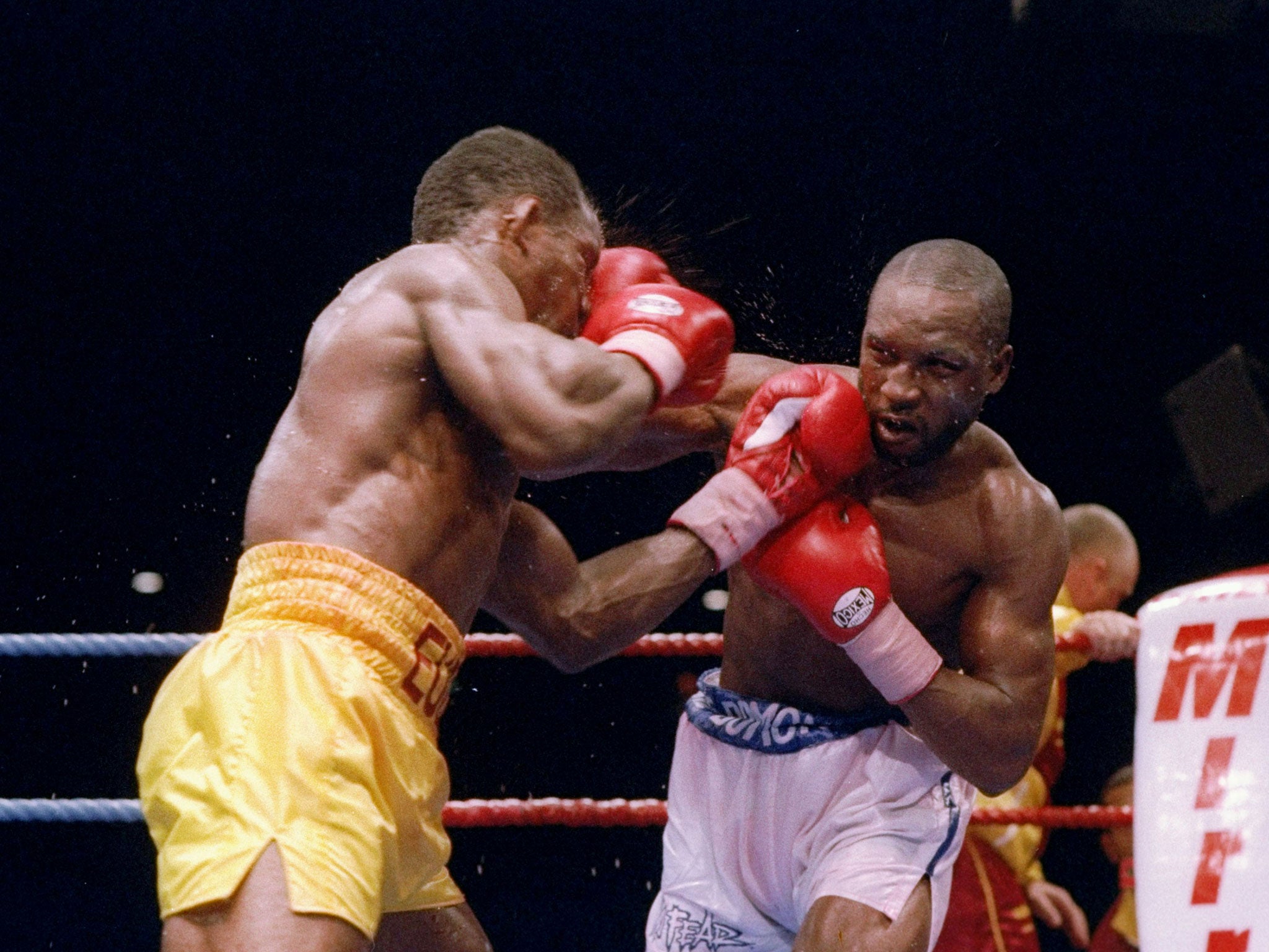 Nigel Benn (left) and Chris Eubank fought a grudge match in 1993