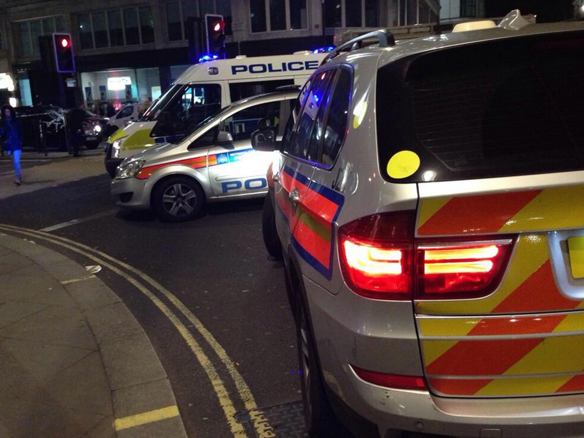 Police officers on the scene at Waterloo Bridge