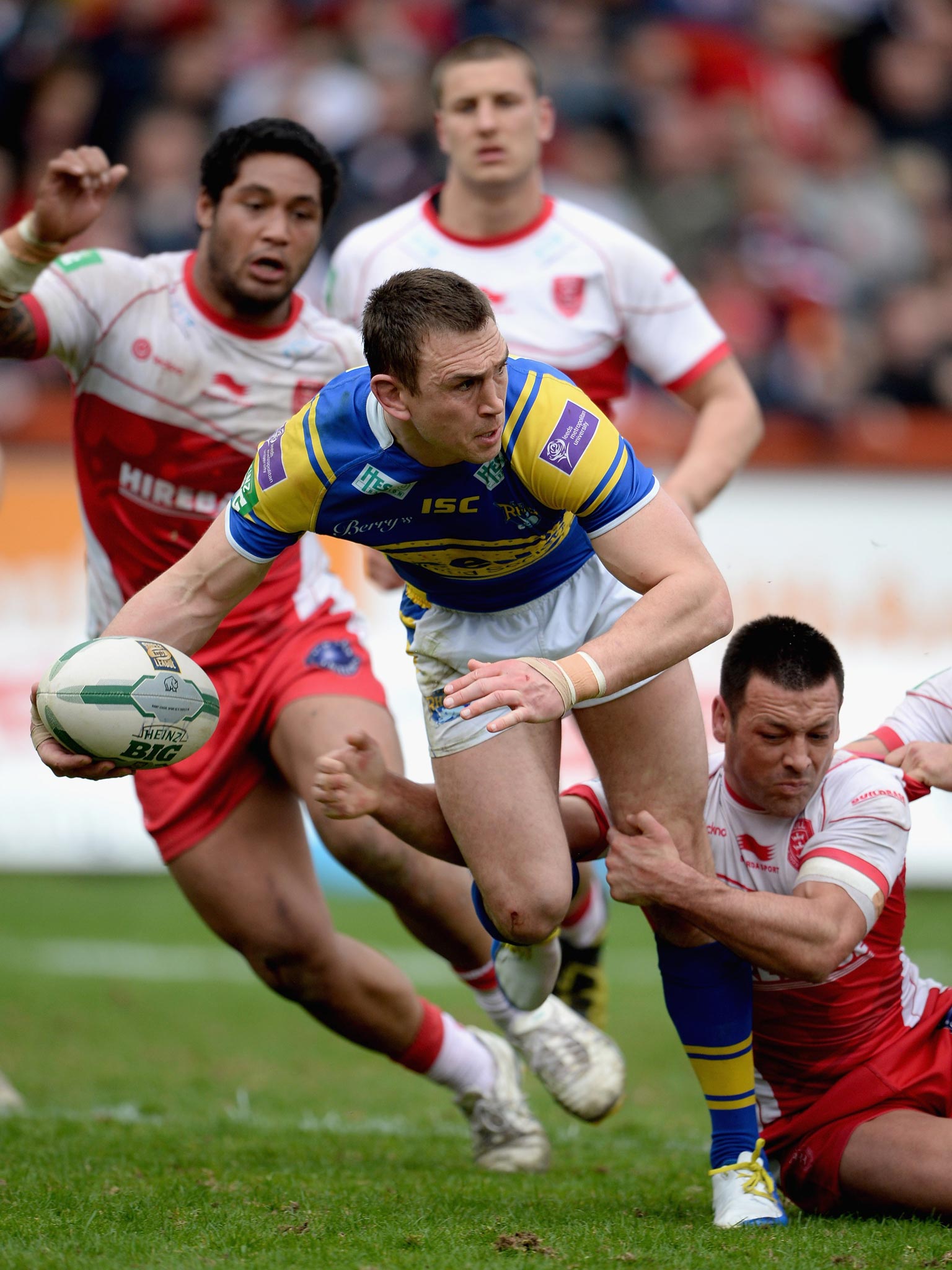 Stand-off Travis Burns (bottom right) landed the final kick to earn battling Hull KR a draw after they had trailed 24-6