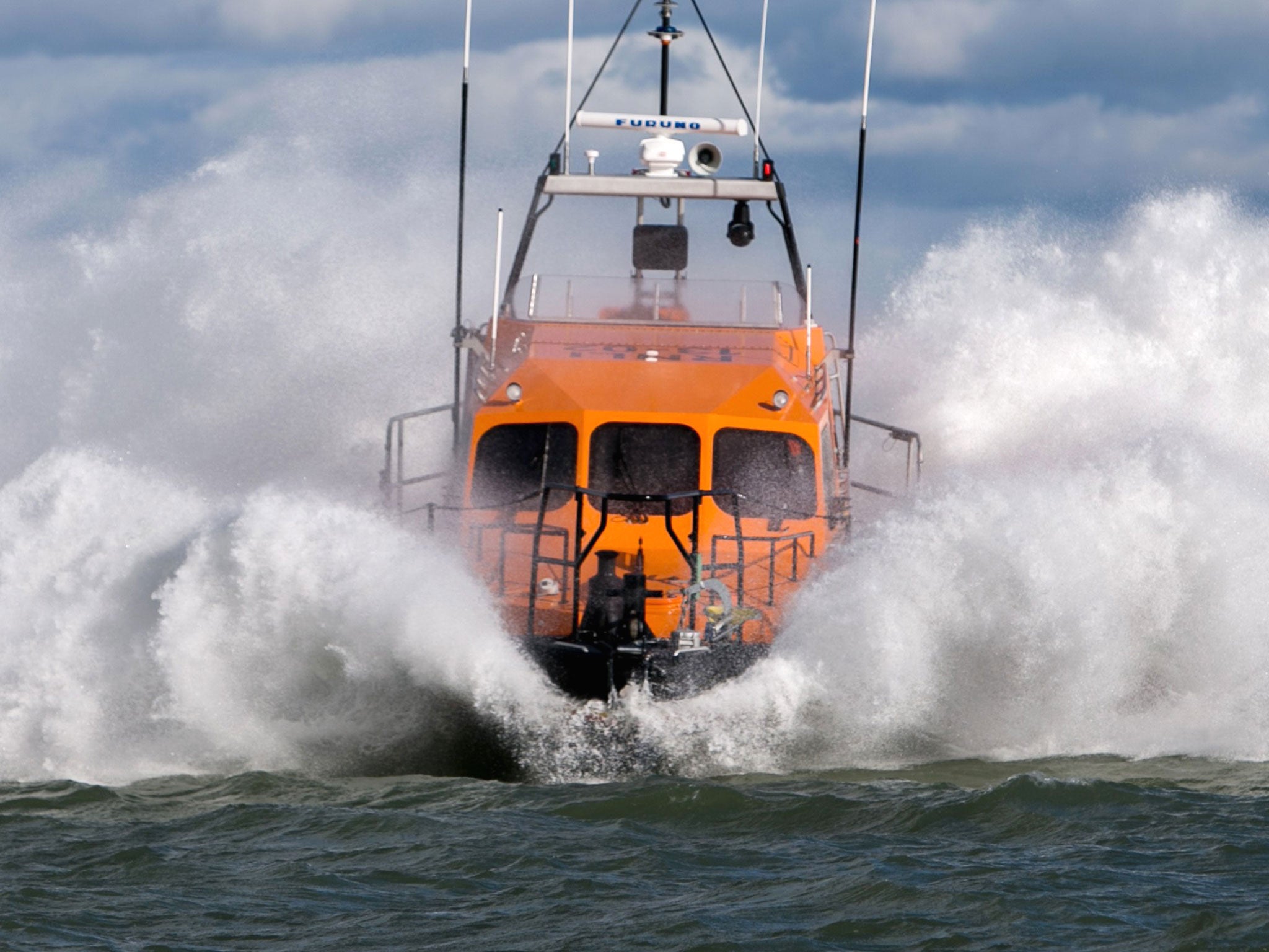 Royal National Lifeboat Institution's (RNLI) new Shannon class all-weather lifeboat, The Morrell, during sea trials off Poole, Dorset as it is due to arrive at the Dungeness lifeboat station in Kent