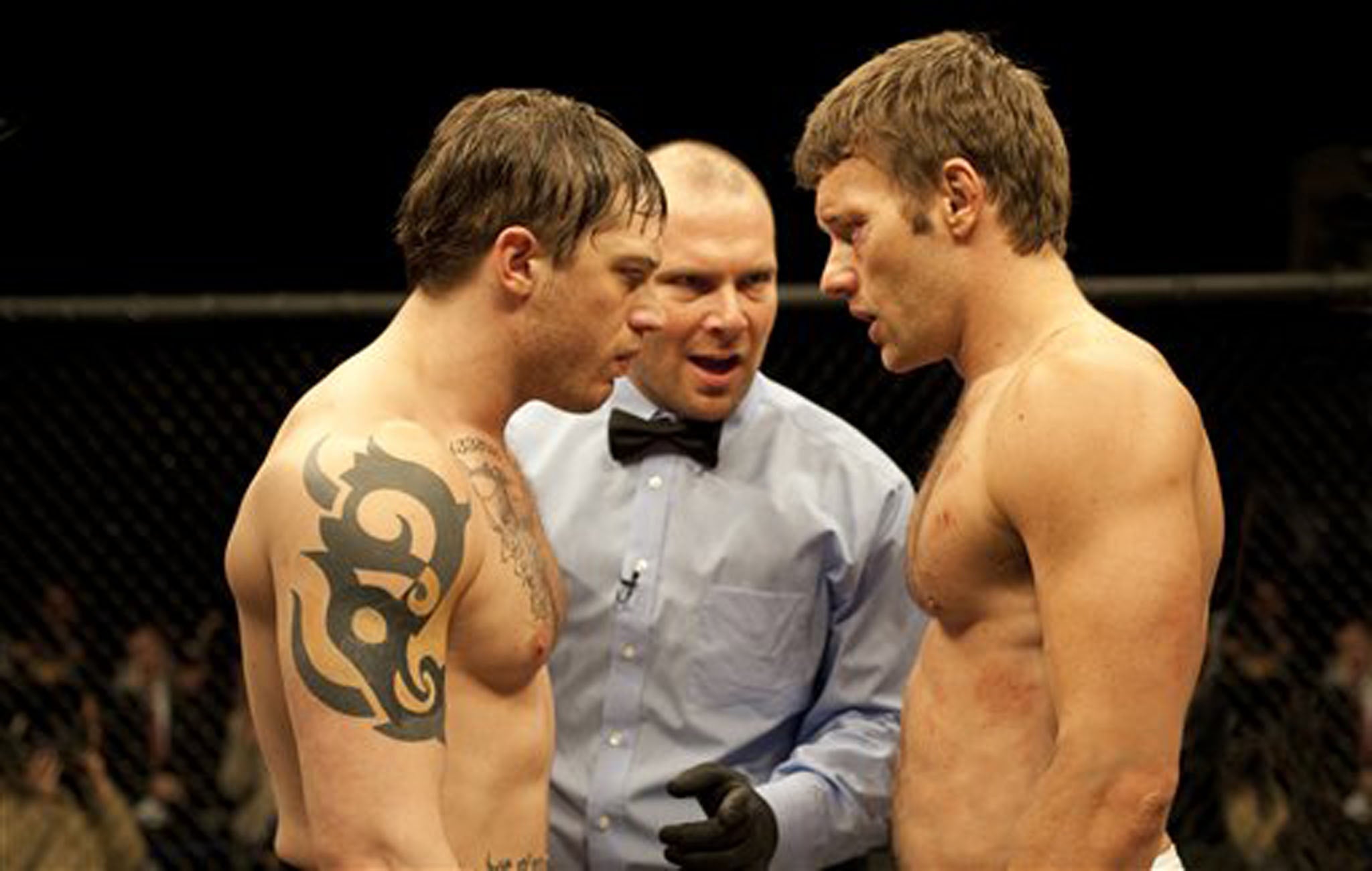 Tom Hardy (left) plays the son of an alcoholic former boxer played by Joel Edgerton (right) in 2011 film 'Warrior'