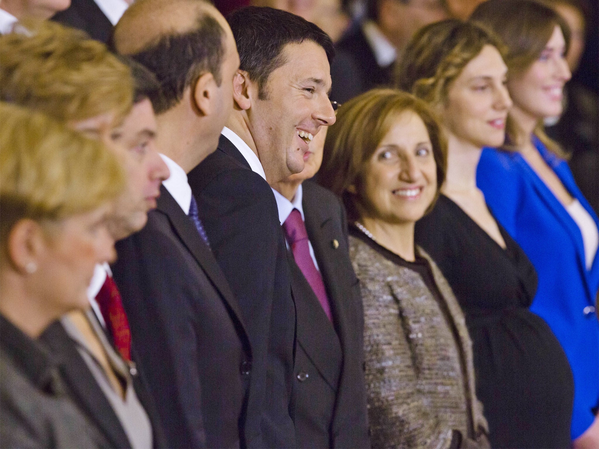 Renzi with ministers from his newly formed government after the swearing-in ceremony in Rome at the weekend